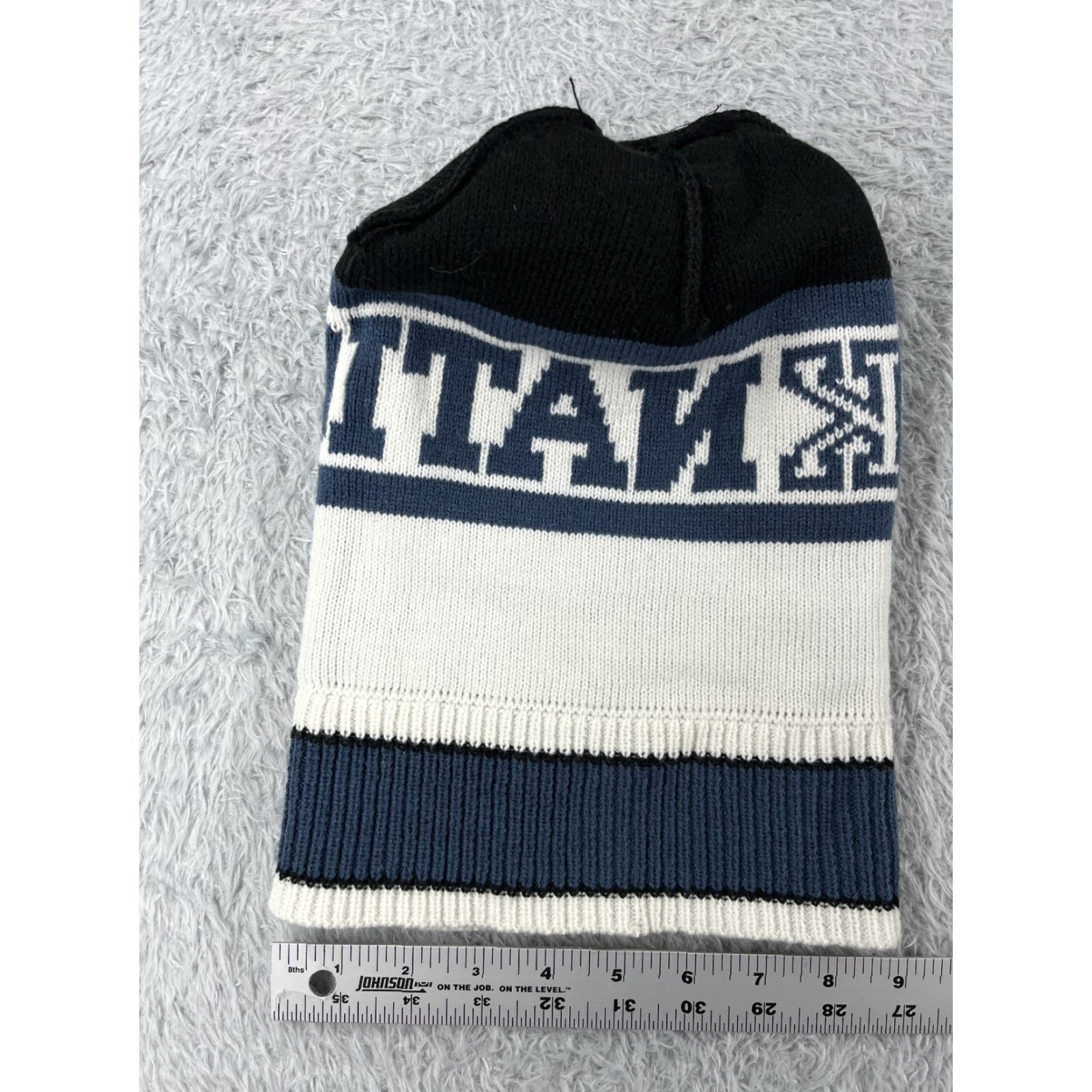Victoria's Secret Victoria's Secret Beanie Adult One Size Blue White Acrylic Knit Logo Striped Winter Womens Size ONE SIZE - 5 Thumbnail