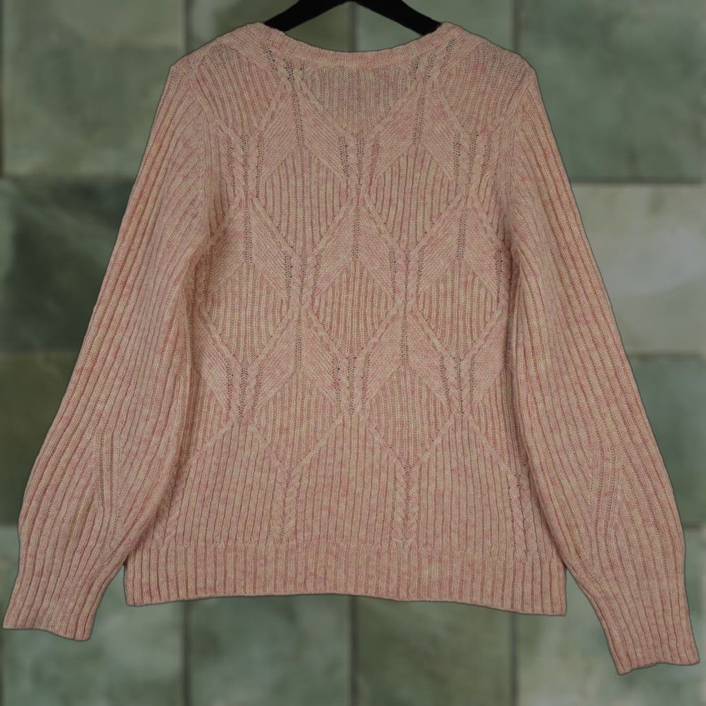 Talbots Talbots Sweater Adult L Pink Cable Knit Wool Blend Soft Knit Pullover Balloon Sleeve Size L / US 10 / IT 46 - 1 Thumbnail