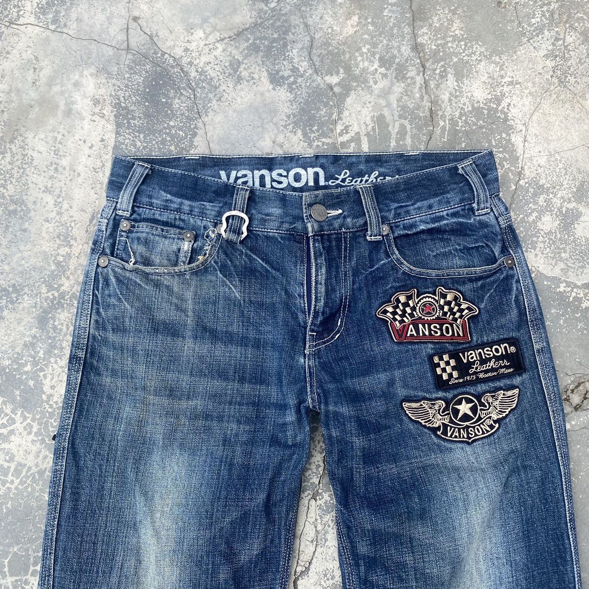 Vanson Leathers VANSON LEATHERS Distressed Patches Jeans Size US 31 - 4 Thumbnail