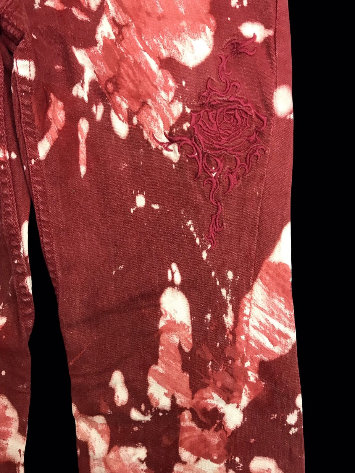 Tornado Mart 💥ARCHIVAL FLARE💥TORNADO MART ROSE EMBROIDERY DENIM F413 Size US 31 - 6 Thumbnail