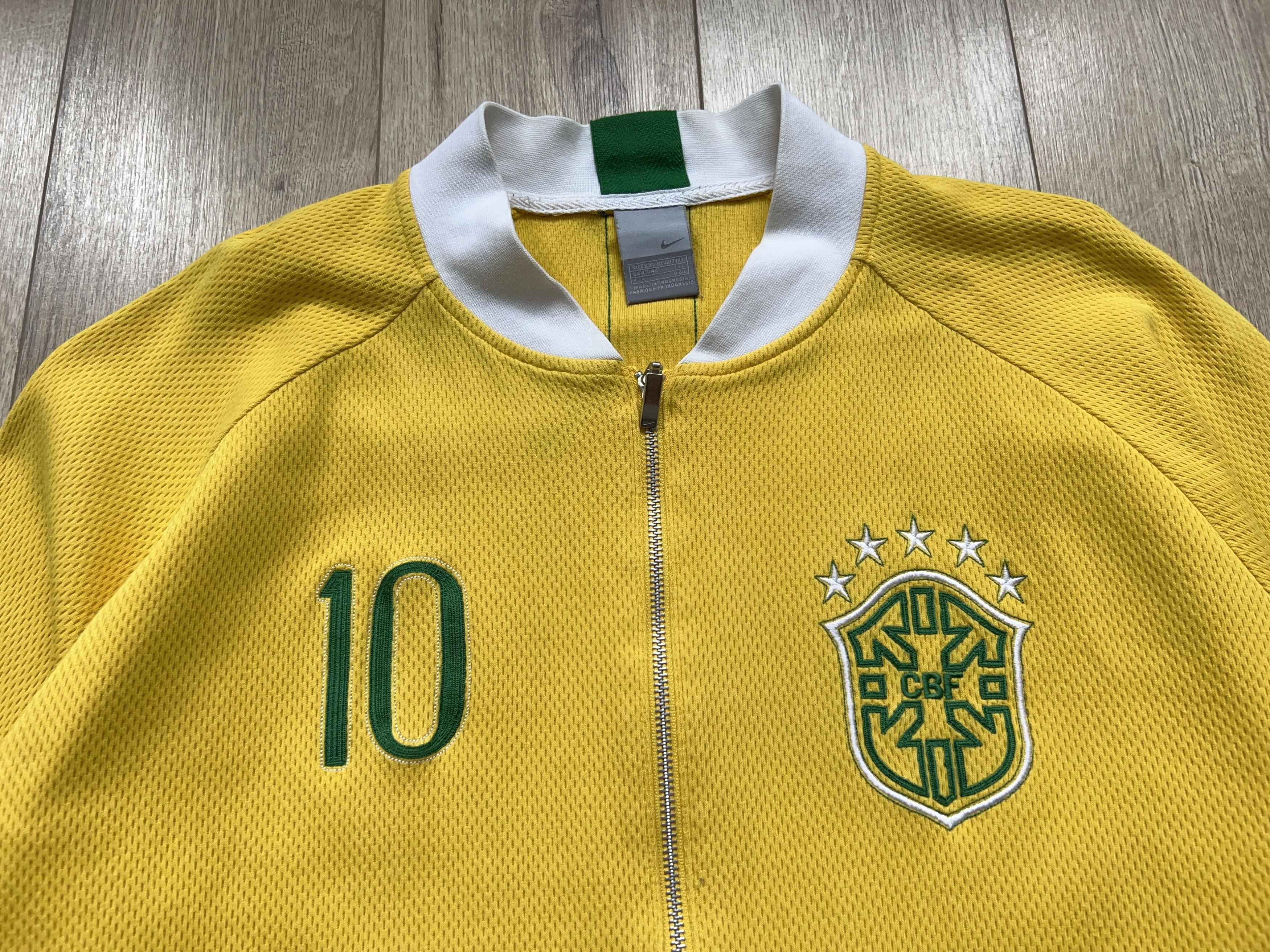 Nike Mens Brazil #10 RONALDINHO Yellow Track Jacket Zip Sweater Size US XXL / EU 58 / 5 - 2 Thumbnail
