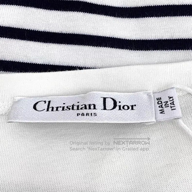 Dior Dior White striped letter print cotton round-neck short-sl Size M / US 6-8 / IT 42-44 - 6 Thumbnail