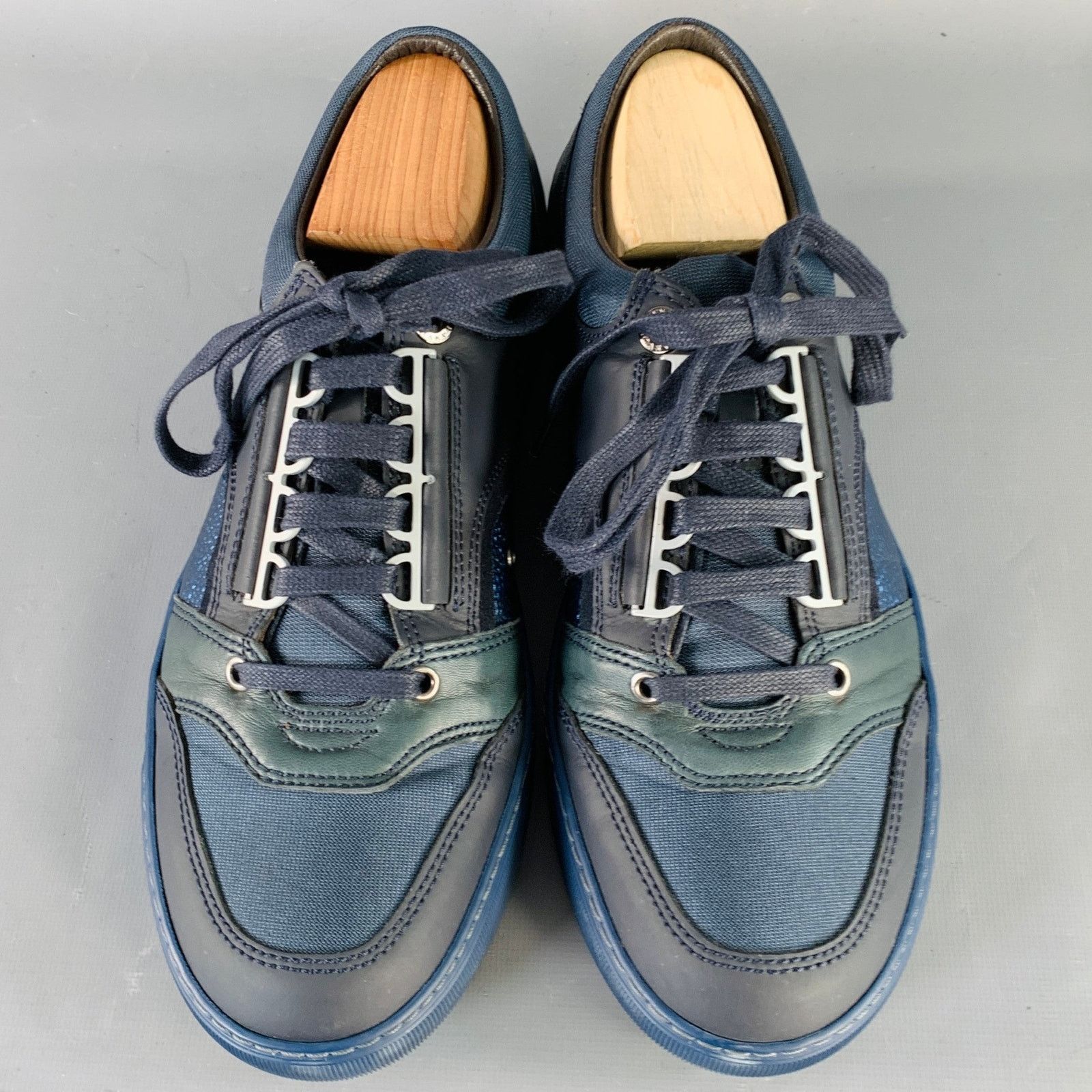 Lanvin LANVIN DBB1 Navy Black Color Block Leather Low Top Sneakers Size US 8 / EU 41 - 4 Thumbnail