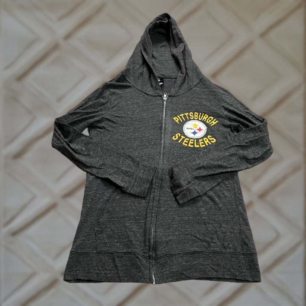NFL NFL Team Apparel Sweatshirt Women Medium Gray Pittsburgh Steelers Hoodie Jacket Size M / US 6-8 / IT 42-44 - 1 Thumbnail