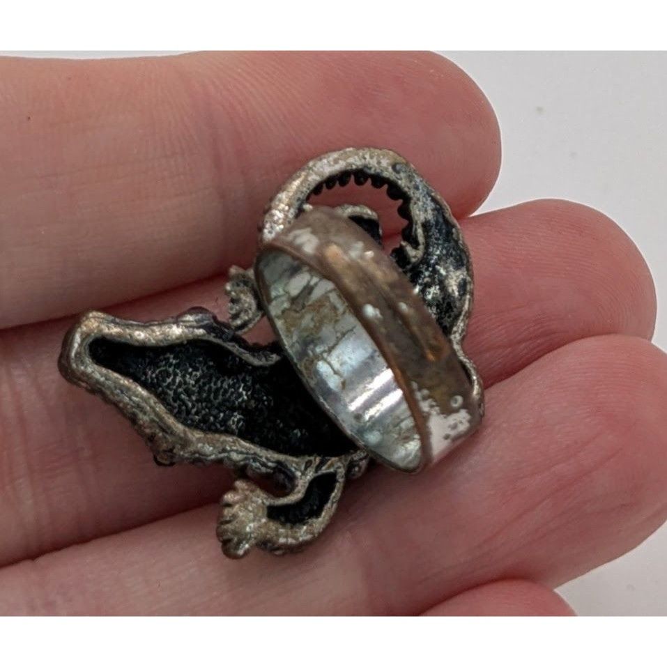 Other Alligator Rhinestone Ring Silver Tone Adjustable Size 6 Size ONE SIZE - 6 Thumbnail