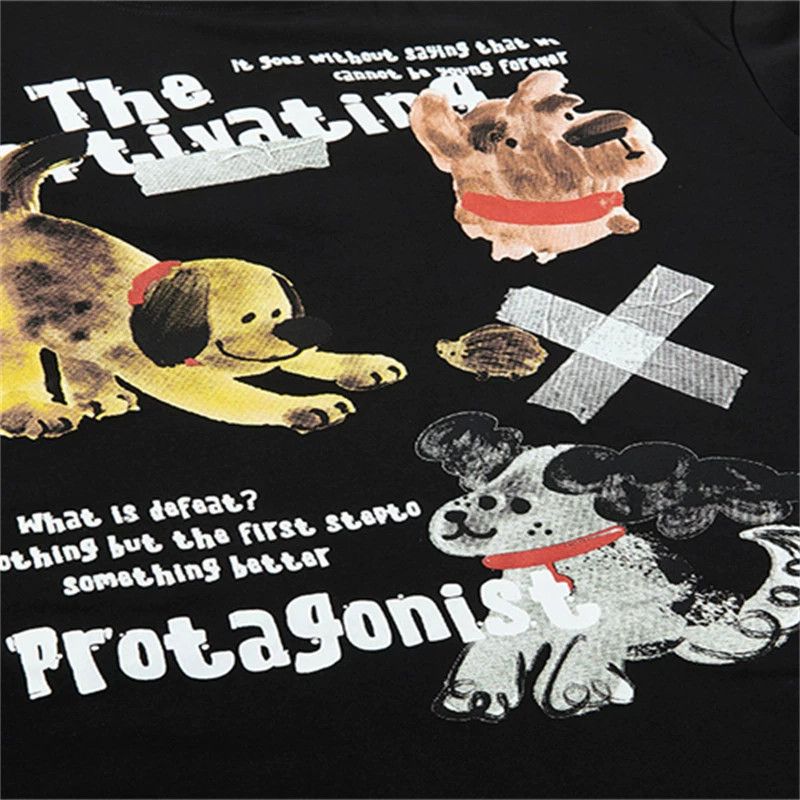 Japanese Brand Fashion men's cotton fun puppy cartoon print loose T-shirt Size US M / EU 48-50 / 2 - 5 Thumbnail