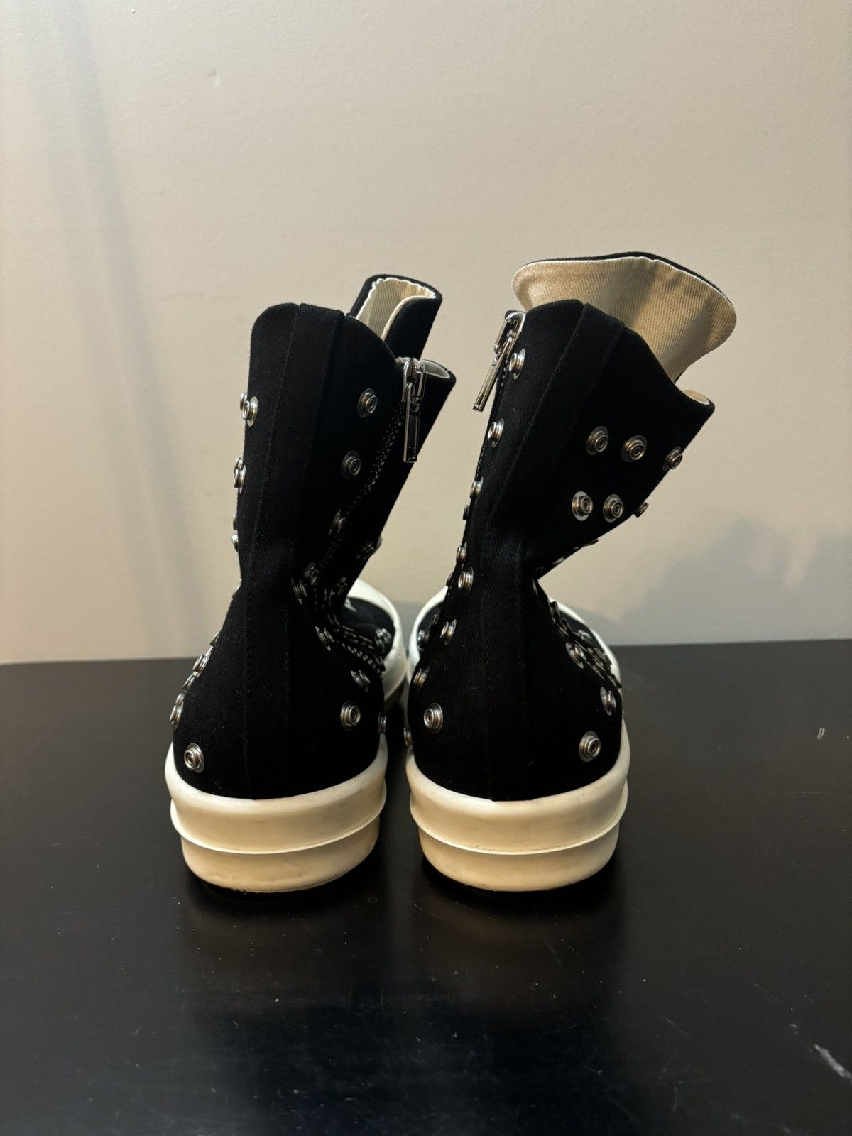 Rick Owens Drkshdw Rick Owens DRKSHDW Ramones Studded Eyelets Black Milk Size US 15 / EU 48 - 5 Thumbnail