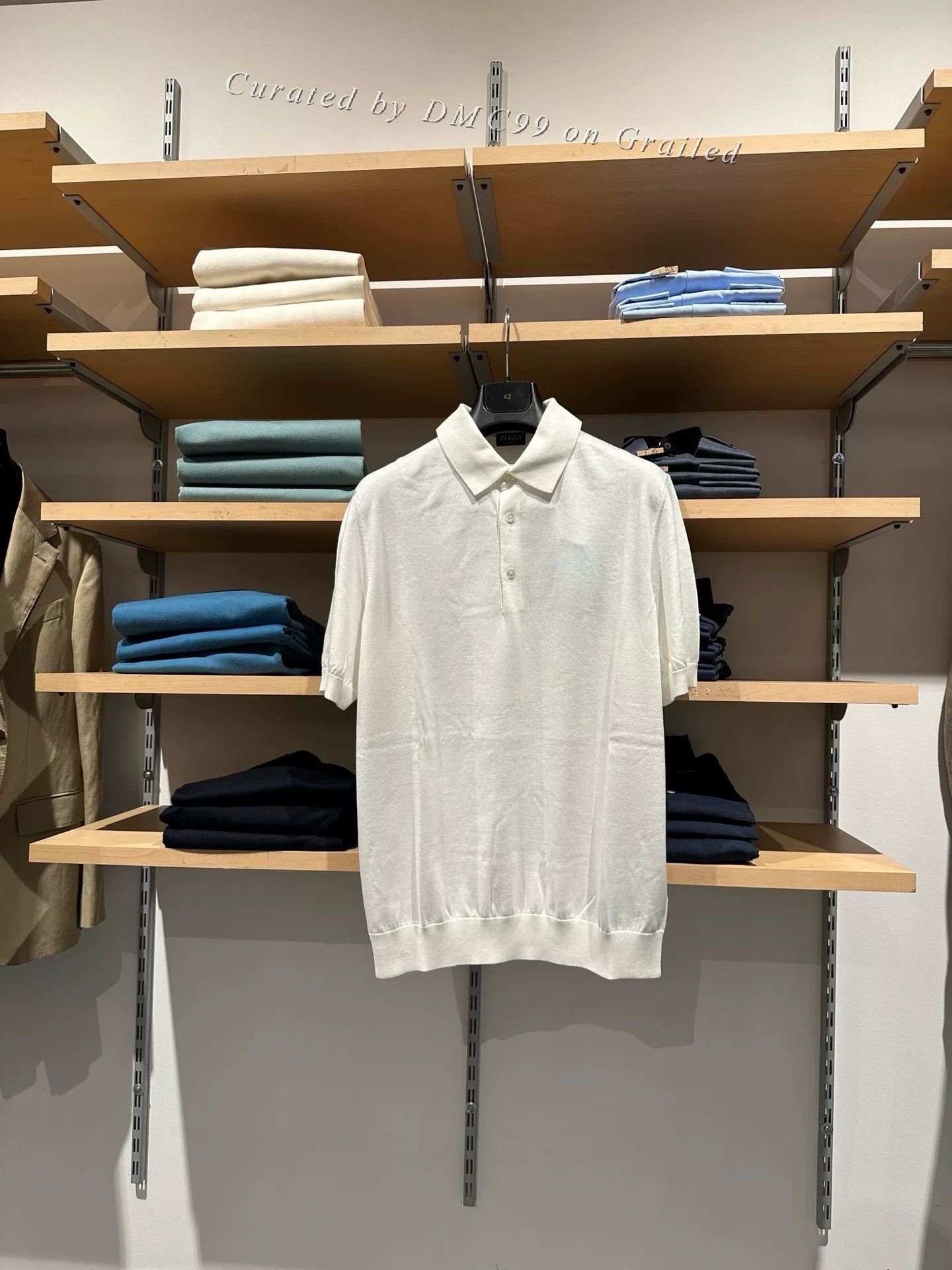 Ermenegildo Zegna Zegna White Knit Short Sleeve Polo Size US M / EU 48-50 / 2 - 1 Thumbnail