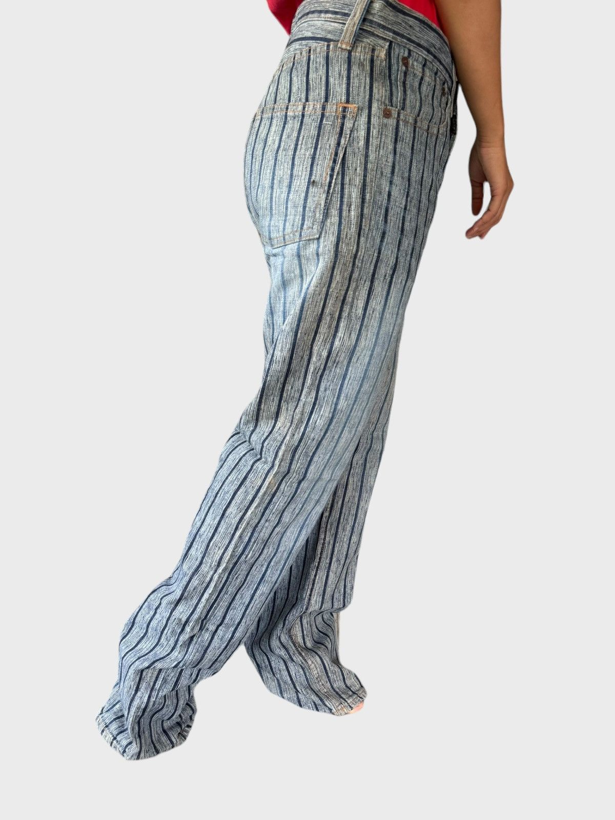 Designer × Japanese Brand × Vintage Vintage BLUE WAY Striped Blue Faded Denim Size US 30 / EU 46 - 20 Thumbnail