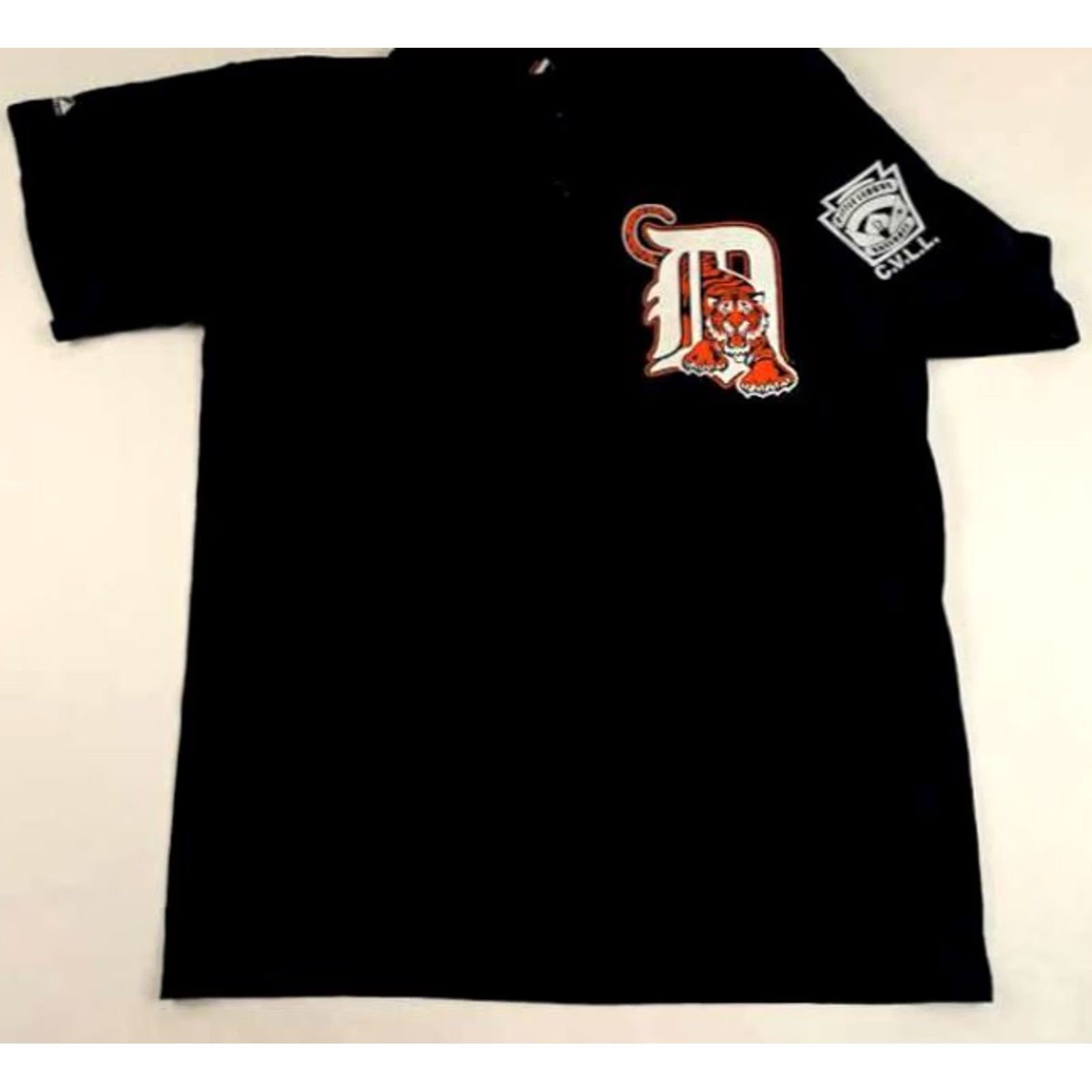 Vintage Detroit Tigers Majestic Jersey T-Shirt Button 1/4 LG Clinton Valley Little League C.V.L.L. #38 Blue Men Size US L / EU 52-54 / 3 - 3 Thumbnail
