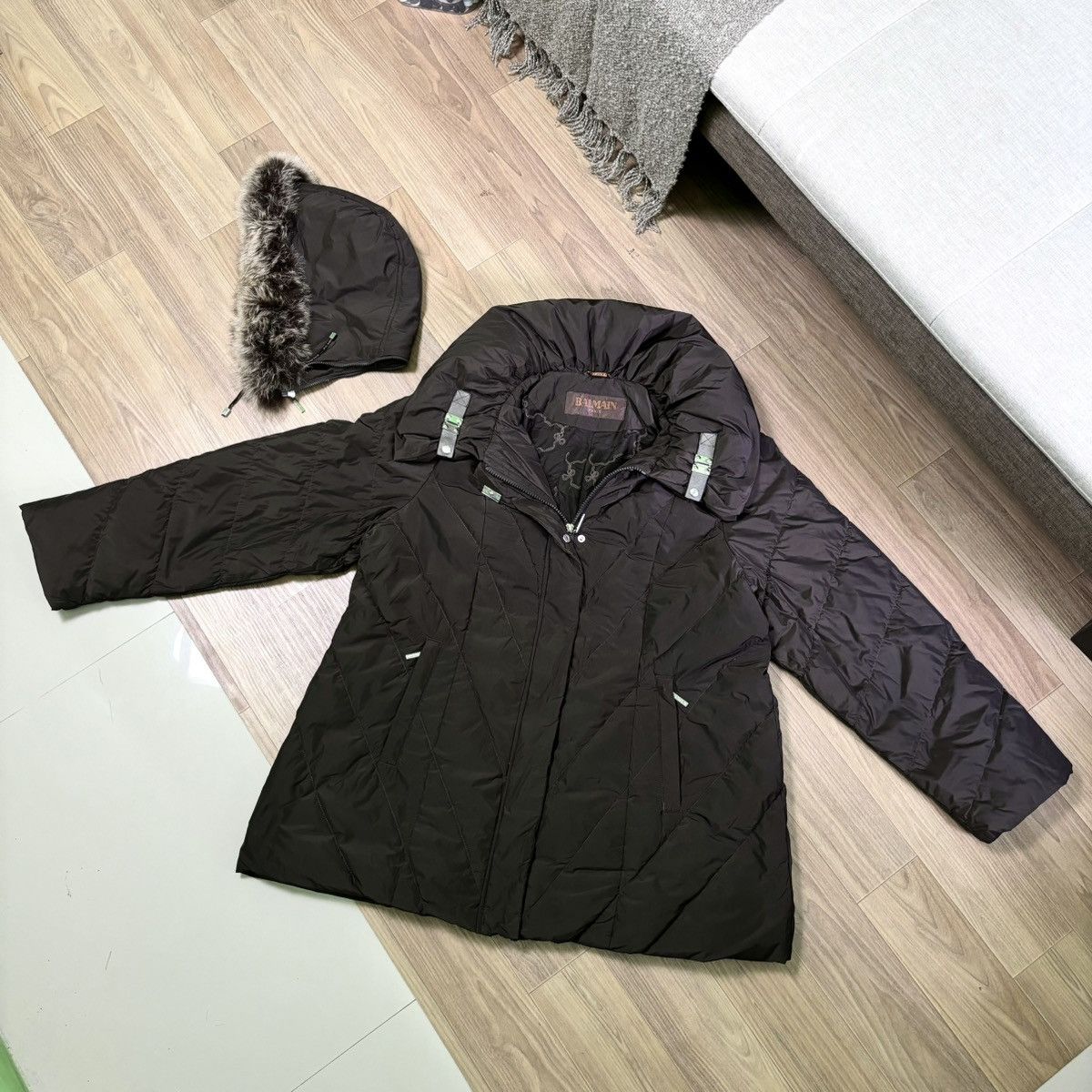 Balmain fur jacket down puffer