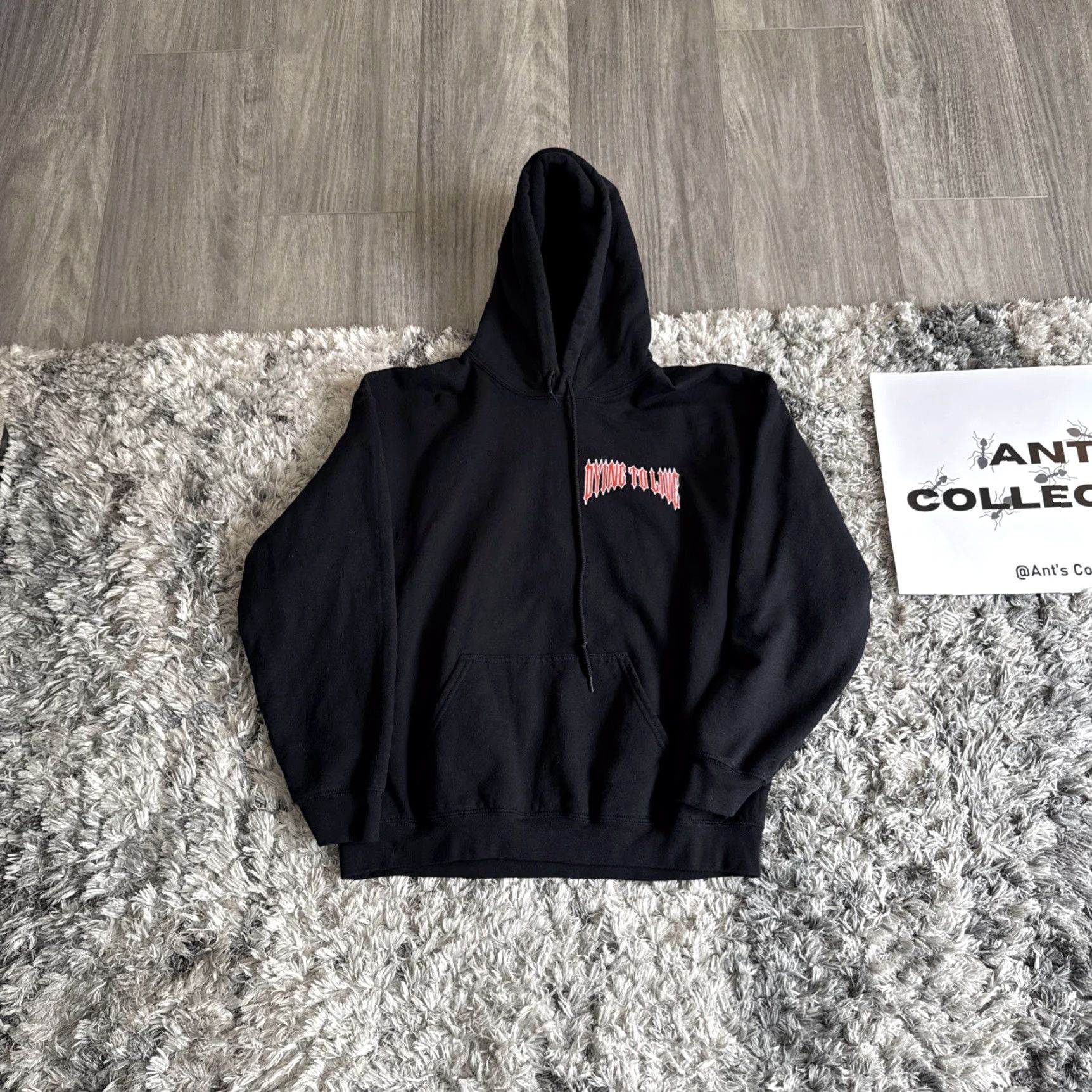 Olive VINTAGE? Popular Poison Hoodie Black Pullover Men L Adult Large Dying To Live Livin To Die Size US L / EU 52-54 / 3 - 5 Thumbnail