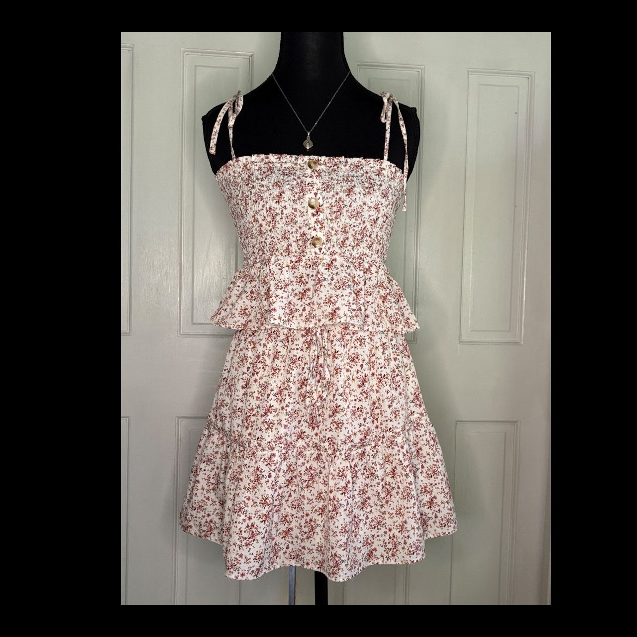 Anthropologie Floral Smocked Dress with Ruffle Details Size S / US 4 / IT 40 - 2 Thumbnail