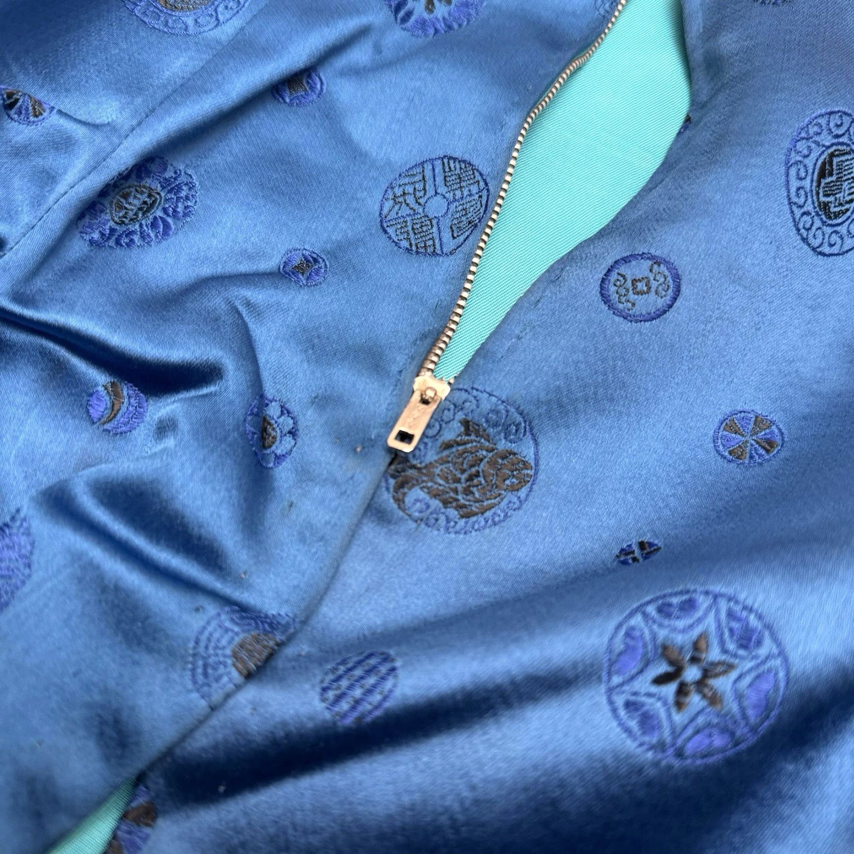 Vintage VINTAGE Asian Traditional Chinese Blue Silk Top Full Zip S/M Jacket Silk Blend Ethnic/Peasant 1980s Womens/Mens? Size S / US 4 / IT 40 - 4 Thumbnail