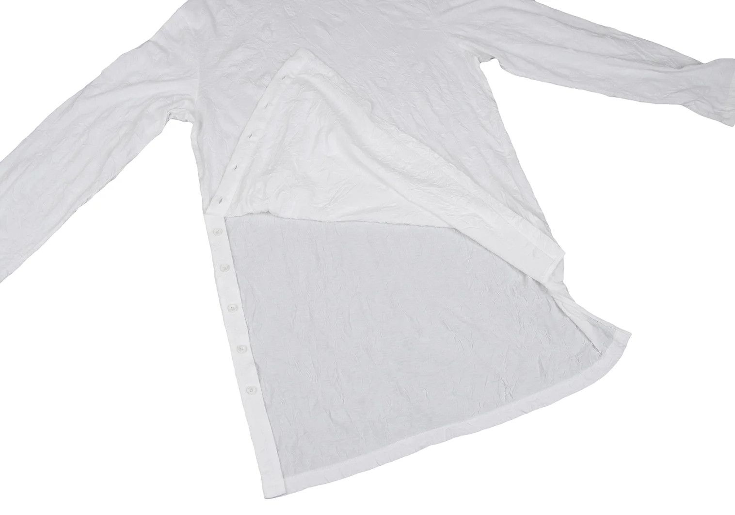 Yohji Yamamoto Wrinkled Cotton-Poly Turtle Neck Cut Sew Top in White Size US XXS / EU 40 - 9 Thumbnail