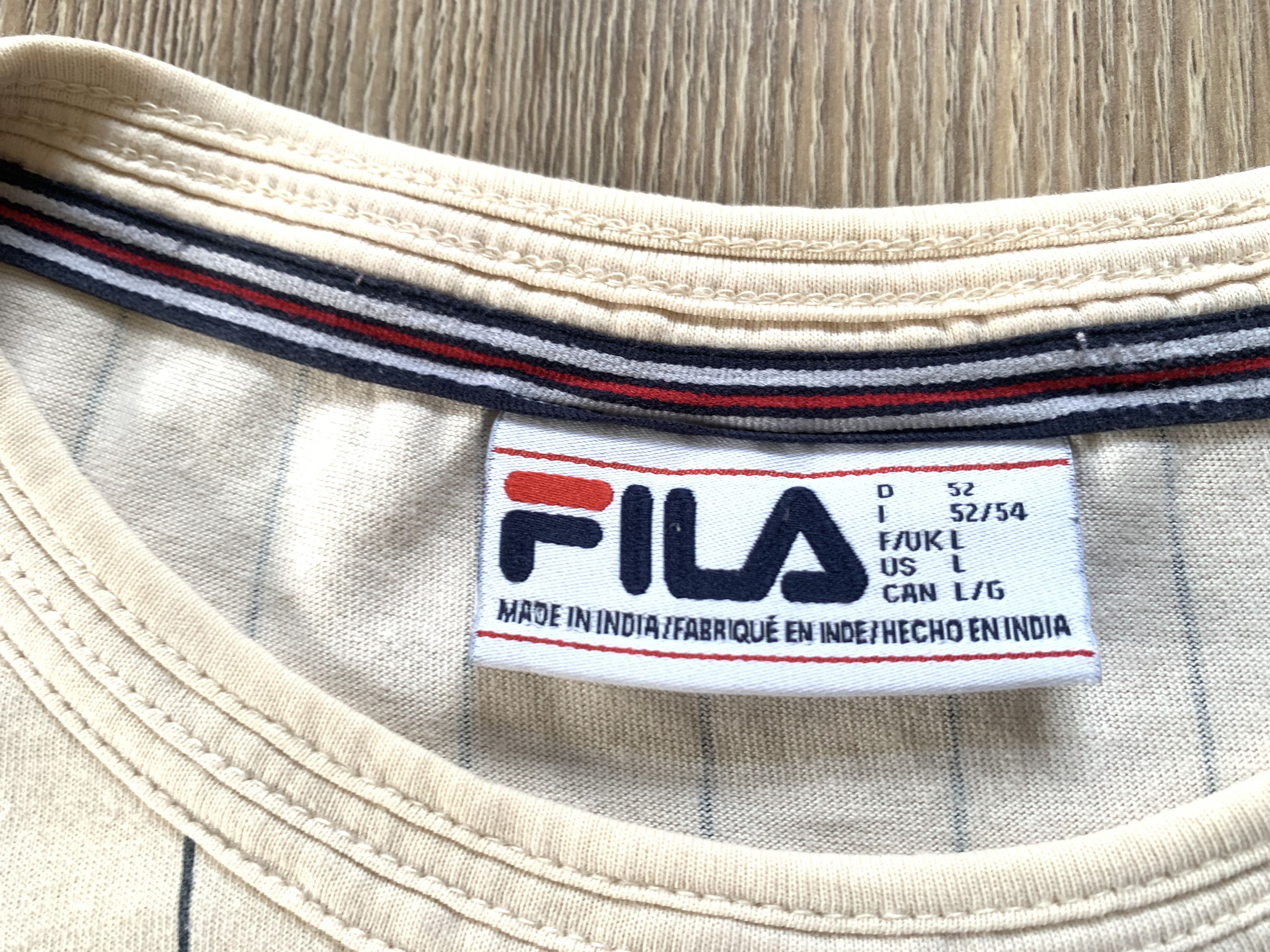 Fila Fila Mens Beige Stripe Cotton T Shirt Size US L / EU 52-54 / 3 - 6 Thumbnail