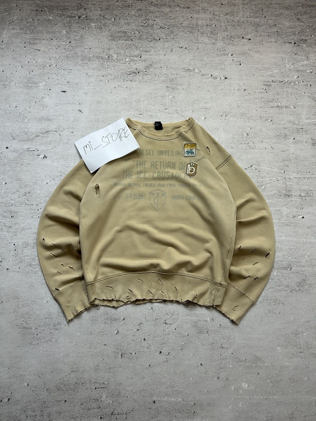 Diesel × Vintage 💥Vintage Diesel Ripped Distressed Oversized Baggy Sweatshirt Size US L / EU 52-54 / 3 - 1 Thumbnail