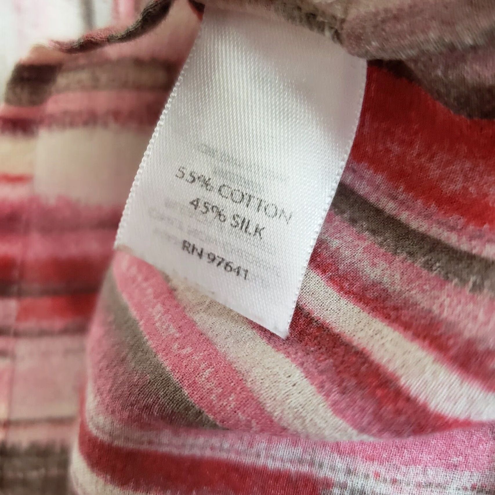 J. Jill J Jill Womens Button Front Shirt Large Pink Color Pink Gray Cotton Silk Blend Semi Sheer Button-Up Long Sleeve V-Neck Womens Shirt J Jill Size L / US 10 / IT 46 - 5 Thumbnail
