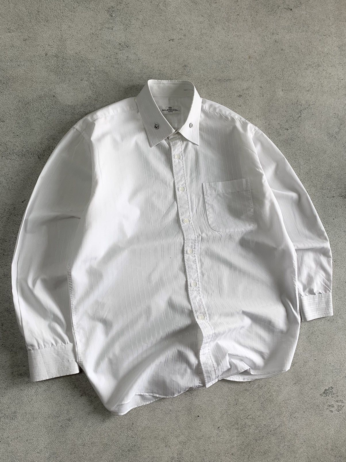 Balenciaga balenciaga stripe white on white button up shirt Size US L / EU 52-54 / 3 - 3 Thumbnail