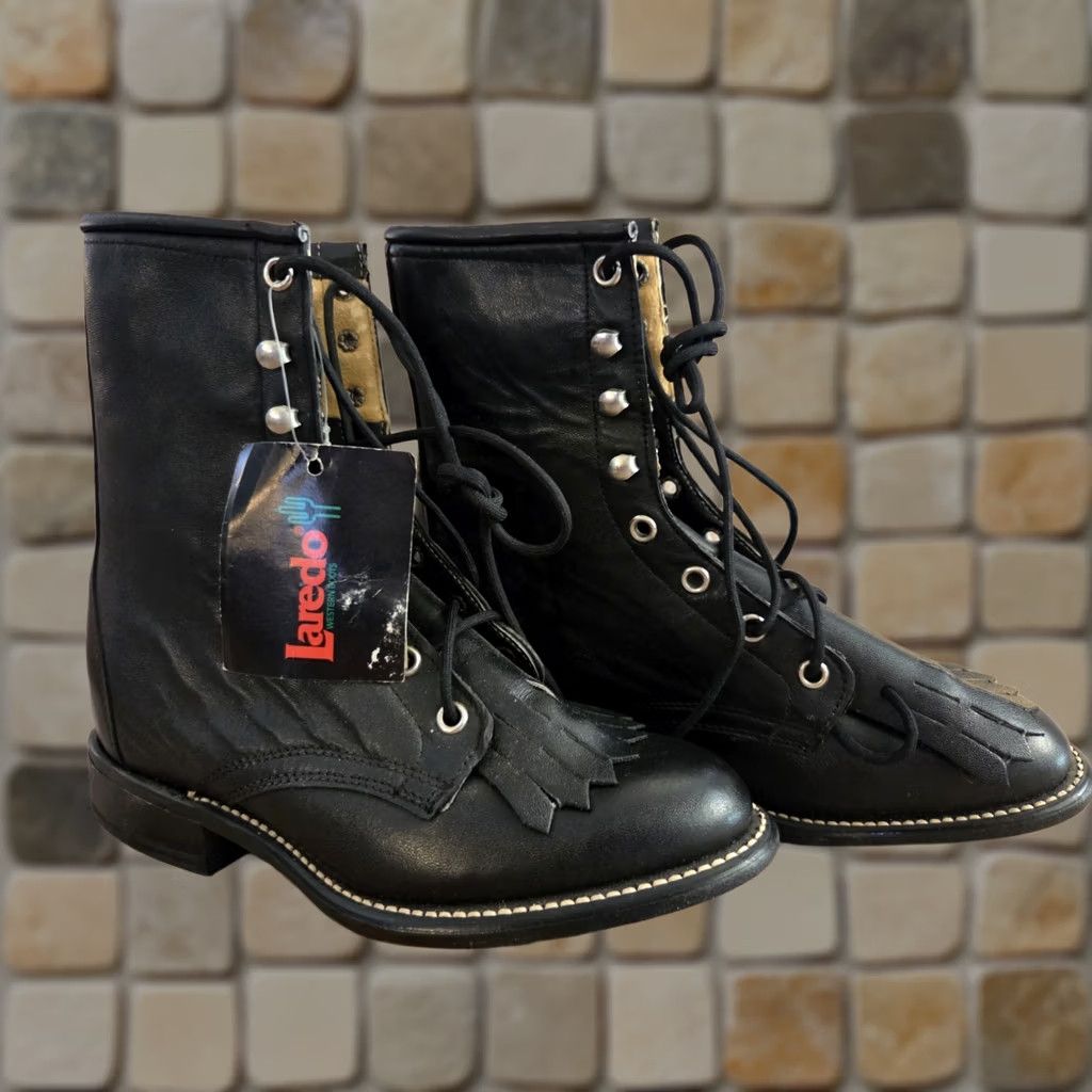 Vintage VINTAGE Laredo Black Western Laceup Boots Womens 5.5 Unworn Size US 6 / IT 36 - 1 Thumbnail