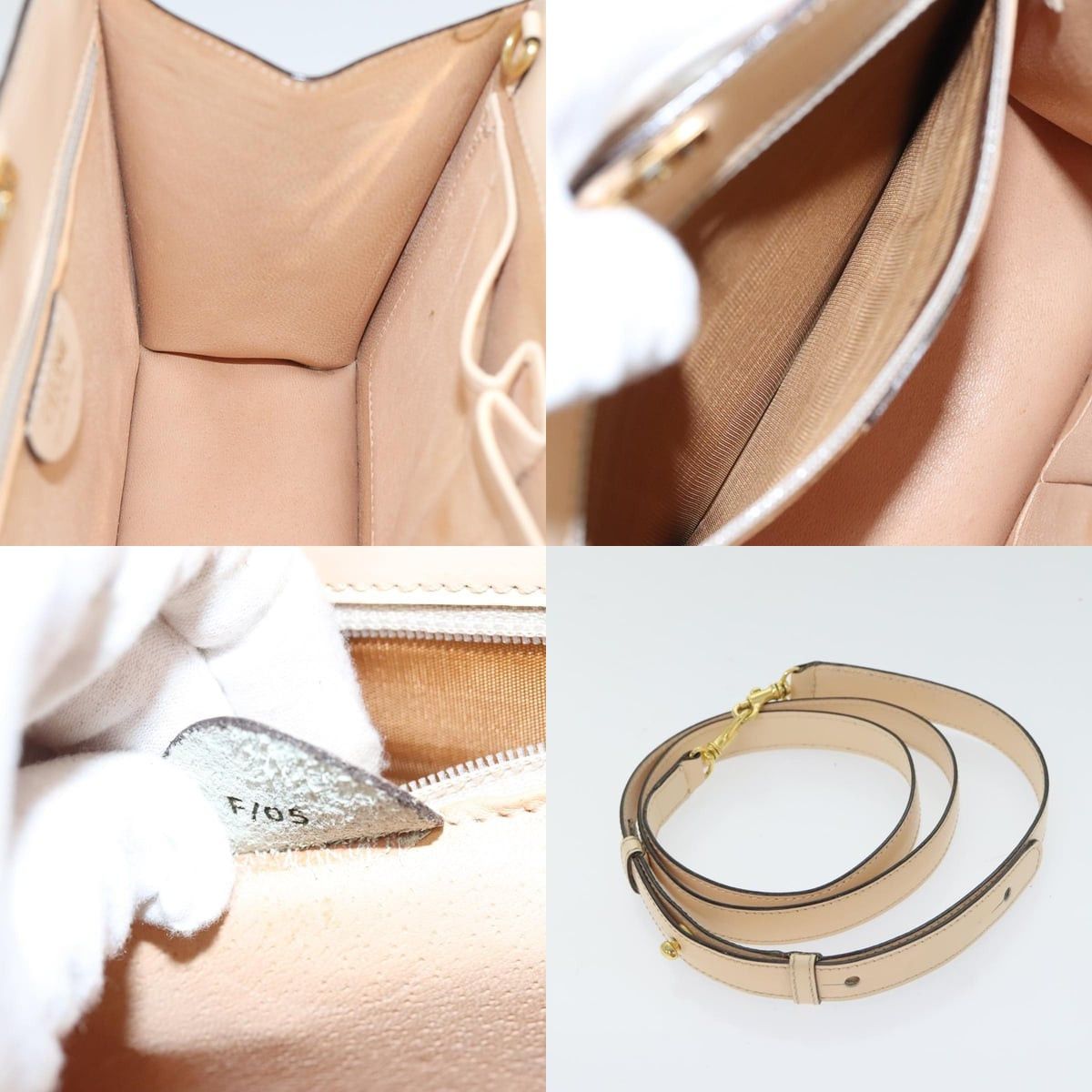 Celine CELINE Hand Bag Leather Cream Gold Size ONE SIZE - 12 Thumbnail