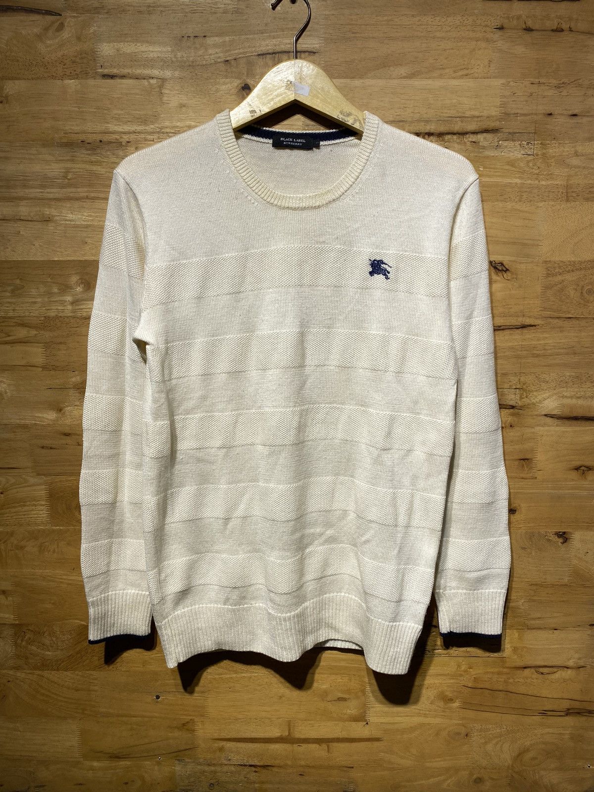 image of Vintage Burberry Black Label Beige Sweater, Men's (Size Large)