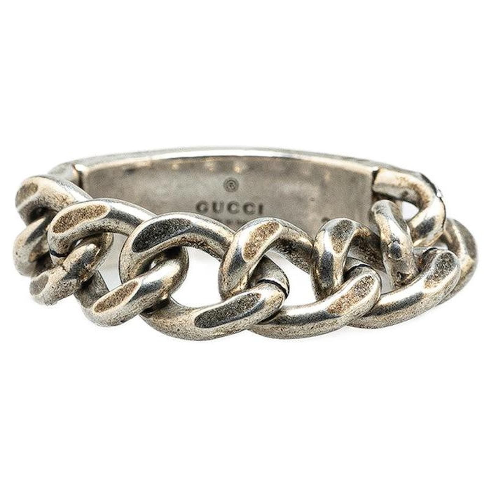 oc11z0126 Size: 16 / Logo Chain Ring Enamel In Silver/Black