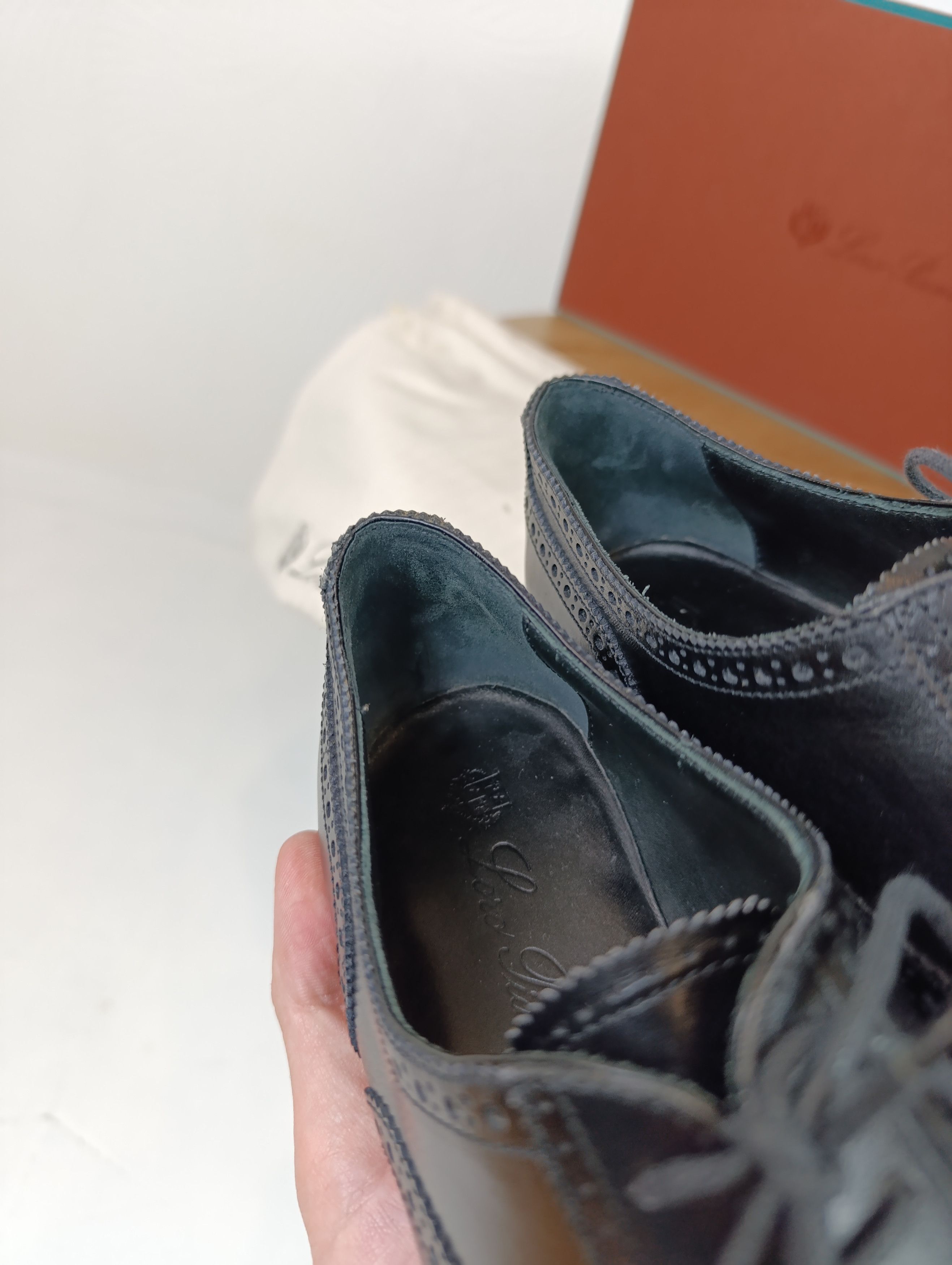 Loro Piana LORO PIANA WOMENS LEATHER OXFORD SHOES BLACK WALK Size US 8.5 / IT 38.5 - 19 Thumbnail