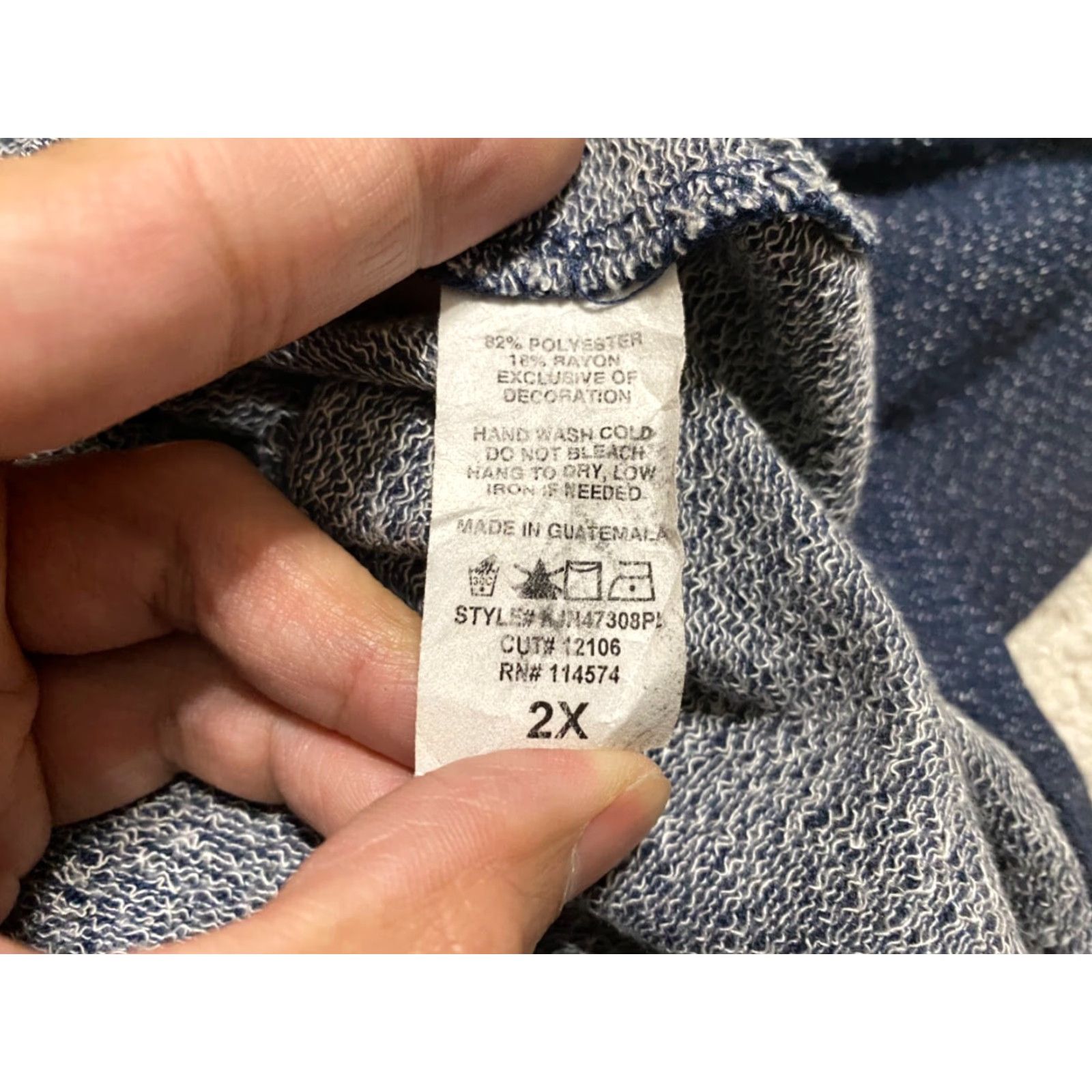 Vintage Pleione Womens 2X Plus Shirt 3/4 Sleeve Solid Blue Round Neck Floral Pullover Size XXL / US 16-18 / IT 52-54 - 6 Thumbnail
