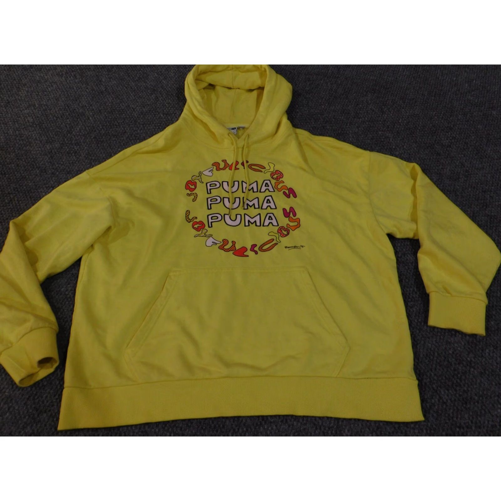 Puma PUMA x romero britto Hoodie Large Mens Yellow Art Graphic Pullover Hoodie, Logo, Pockets, Long Sleeve, Hooded, Drawstring, Cotton Polyester, T-Shirt? Size US L / EU 52-54 / 3 - 6 Thumbnail