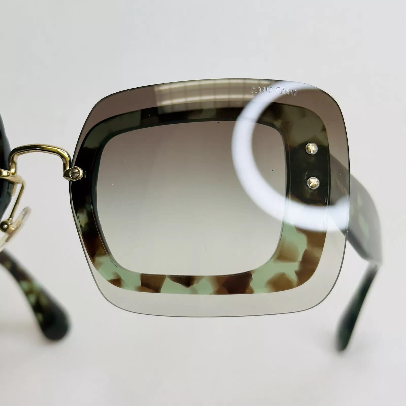 Miu Miu MIU MIU REVEAL MU02RS Transparent Green Brown Sunglasses 02R Size ONE SIZE - 7 Thumbnail