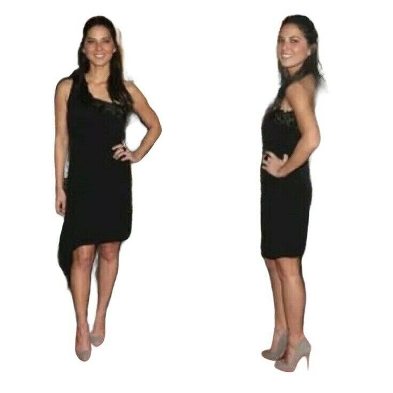 Black Halo Black Halo Feather One Shoulder Party Cocktail Dress Size 4 Size S / US 4 / IT 40 - 1 Thumbnail