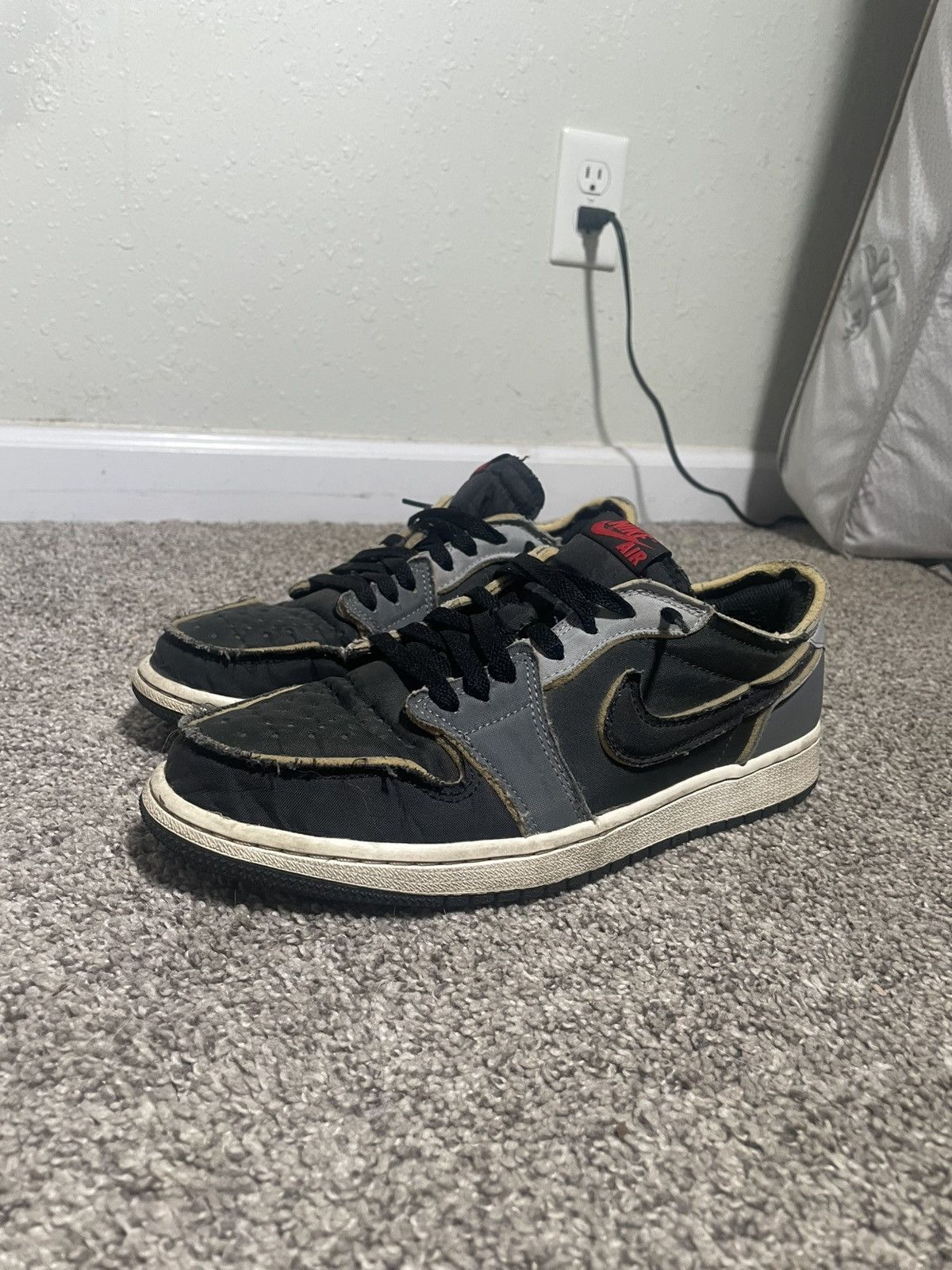 Nike Jordan 1 Low OG EX Black and Grey Sneaker Shoes Size US 9 / EU 42 - 1 Thumbnail
