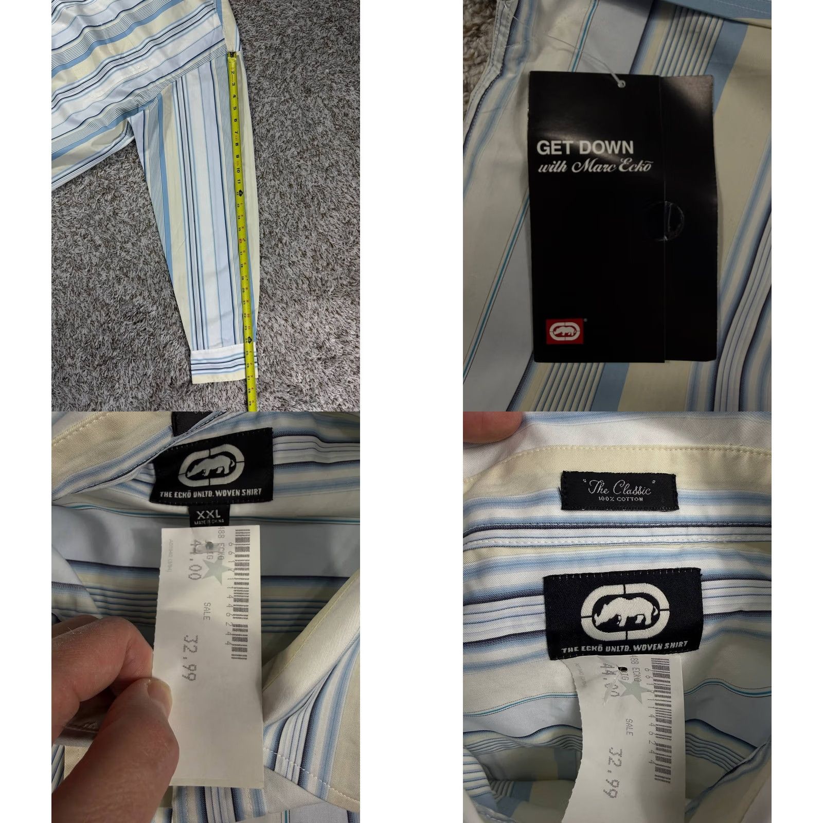 Ecko Unltd. VINTAGE Ecko Unltd Striped Button-Up Shirt XXL White Cotton Woven Long Sleeve Hip Hop Skate Men Regular Button-Up Men Size US XXL / EU 58 / 5 - 8 Thumbnail