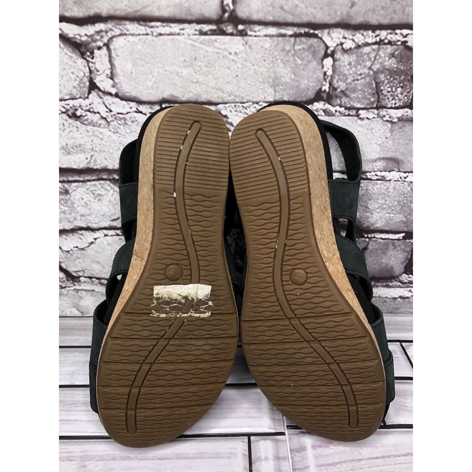 Clarks Clarks Unstructured Black Leather Criss Cross Strap Cork Wed Size US 7 / IT 37 - 15 Thumbnail