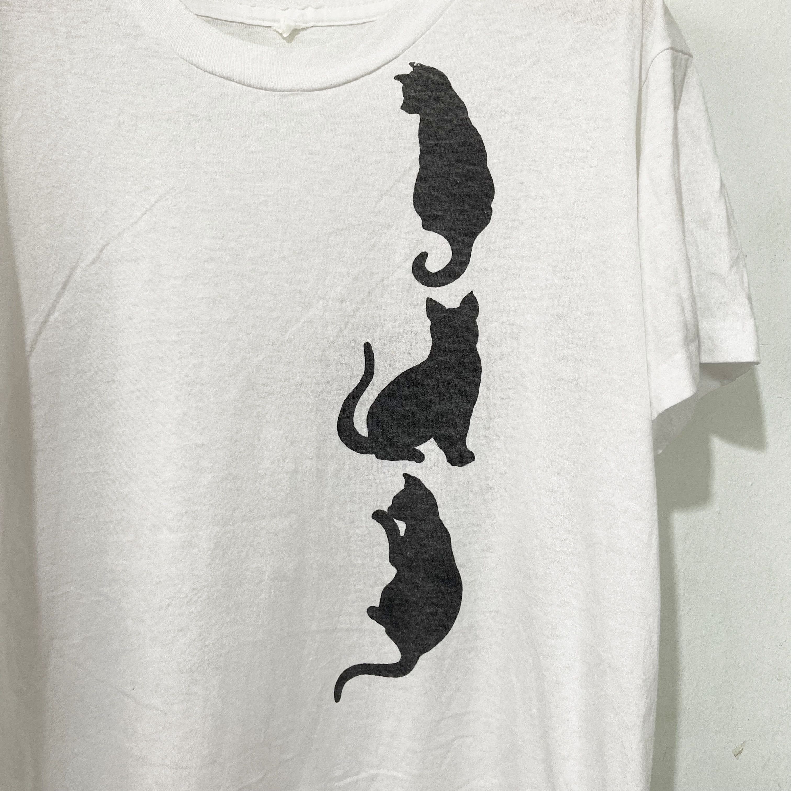Vintage Vintage 1990s Cat Silhouette T-Shirt Size US M / EU 48-50 / 2 - 2 Thumbnail