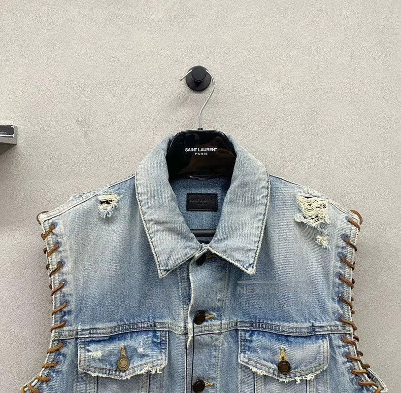 Saint Laurent Paris Saint Laurent Blue Denim Sleeveless Vest. Size US L / EU 52-54 / 3 - 4 Thumbnail