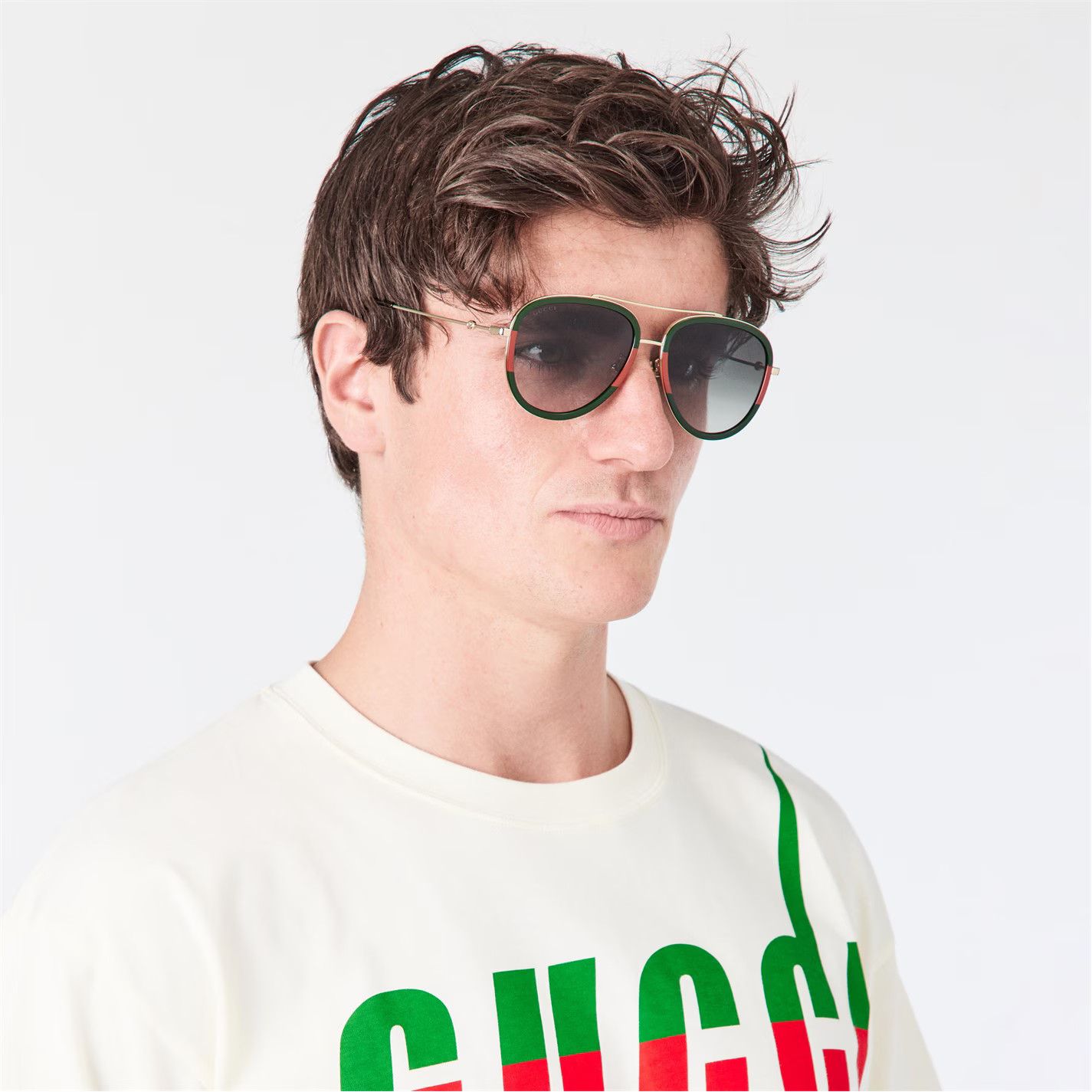 Gucci o1g2r1mq0426 Size: OS / Striped Aviator Metal Sunglasses Size ONE SIZE - 3 Thumbnail