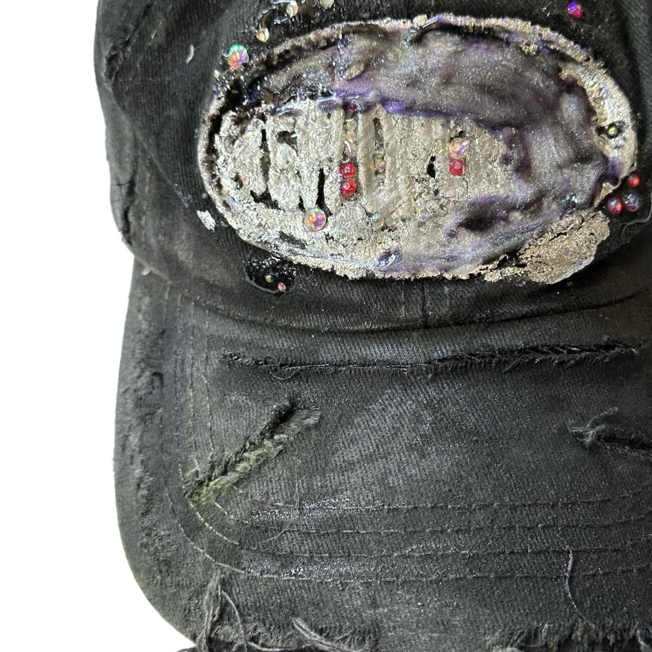 Other ASTROBOI* 'Cosmos' Black Distressed Metallic Rhinestone Hat Size ONE SIZE - 3 Thumbnail