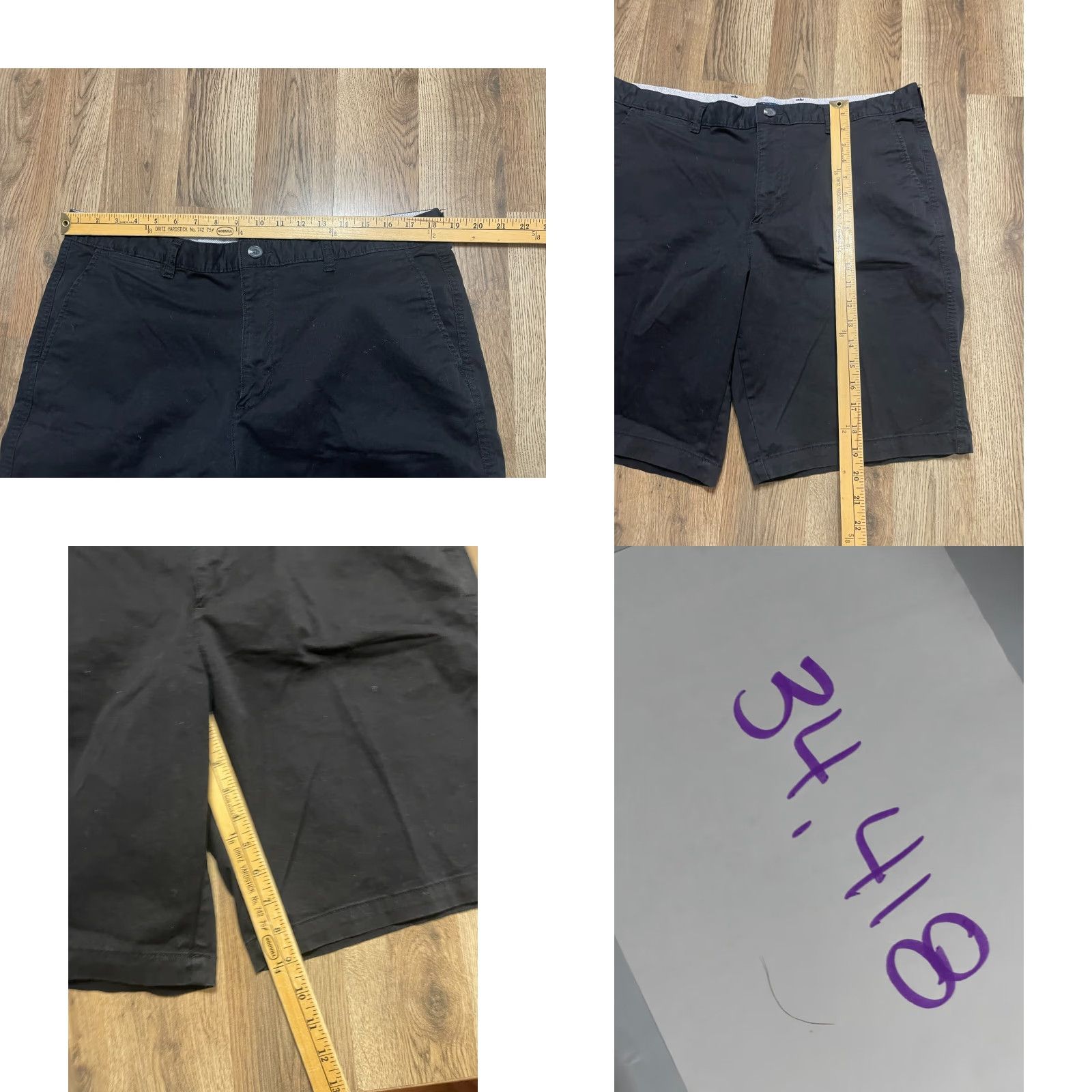 George George Shorts Men's 38 Black Flat Front Casual Pockets Regular Inseam 9in Chino Pants Mens Size US 38 / EU 54 - 8 Thumbnail