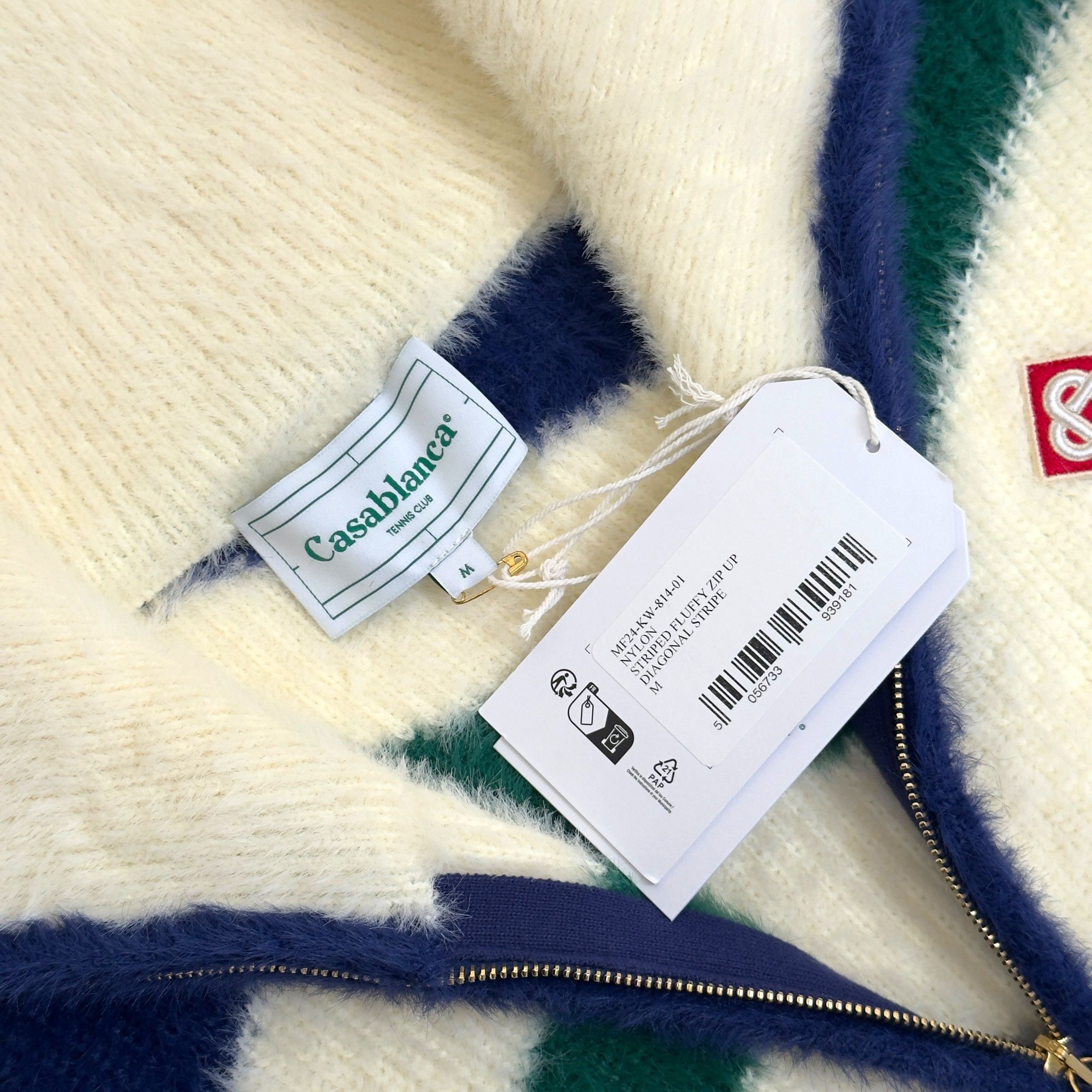 Casablanca CASABLANCA FURRY STRIPED ZIP-UP JUMPER WHITE M Size US M / EU 48-50 / 2 - 6 Thumbnail