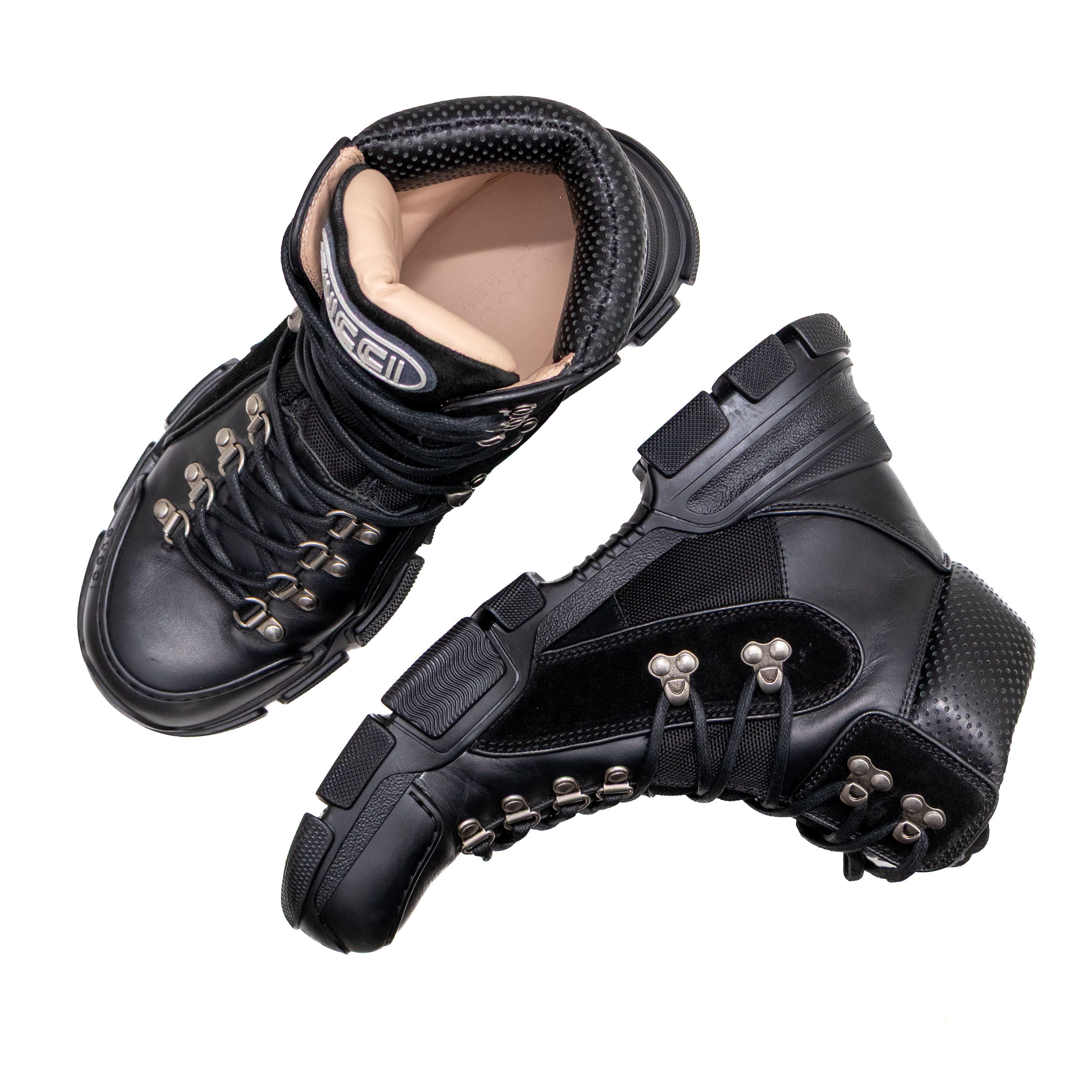Gucci Gucci Flashtrek Black Leather High Top Hiking Boots SZ 8 Size US 8 / EU 41 - 7 Thumbnail