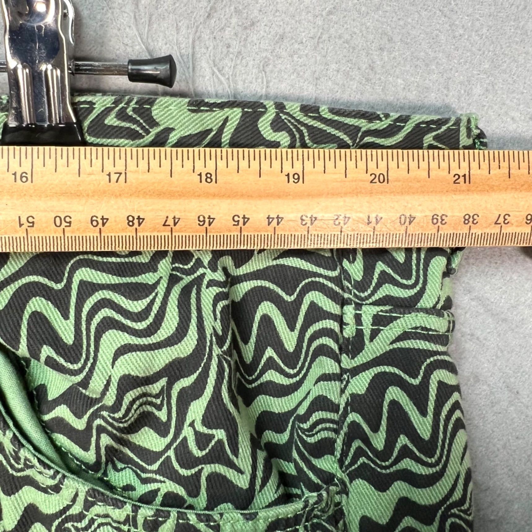 Nique Monkl Womens Size 52 Wavy Green Black Abstract Print Trousers Pants Size 38" / US 16 / IT 52 - 6 Thumbnail