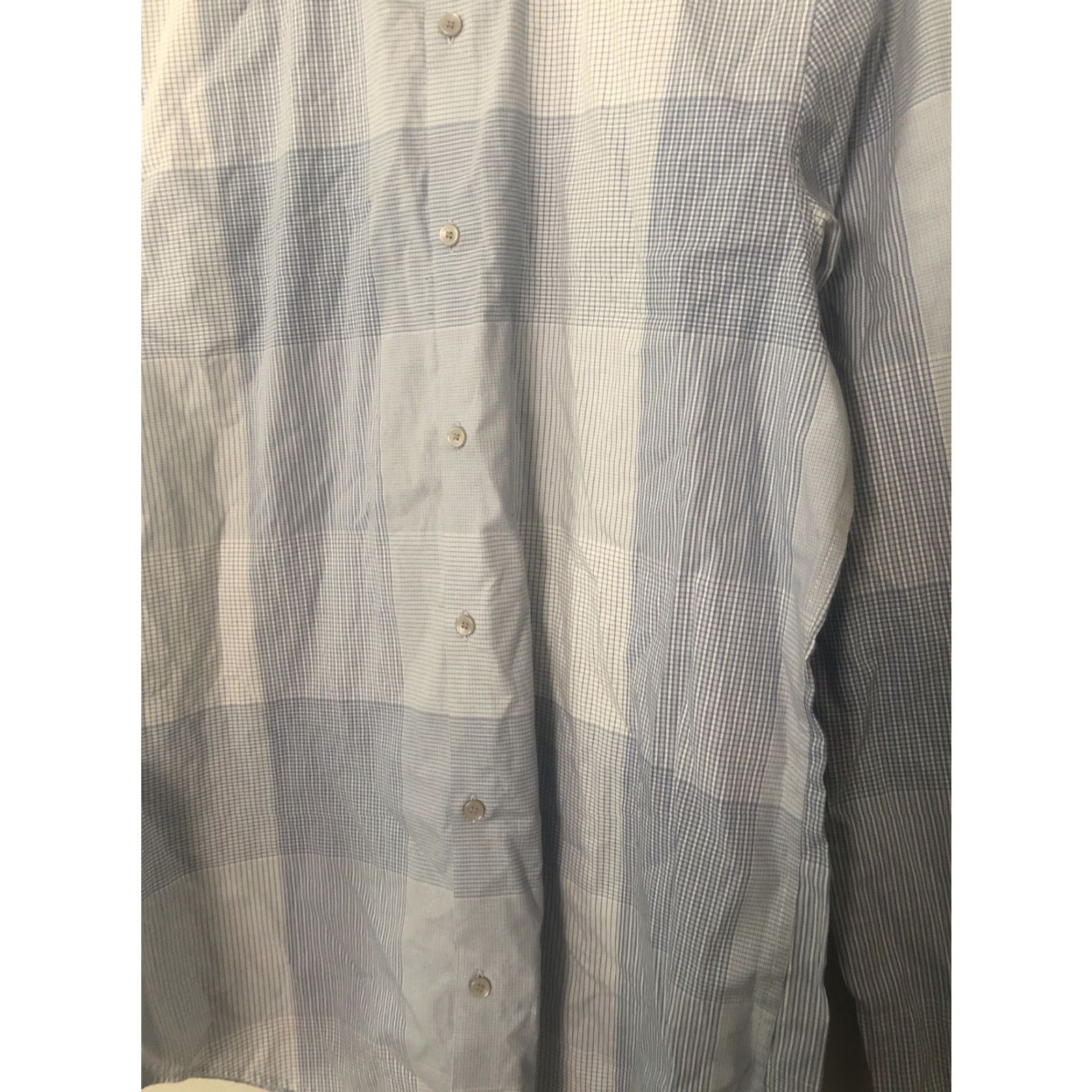 Calvin Klein Calvin Klein Dress Shirt Mens Classic S Fit 14 1/2 Blue Plaid Non-Iron Button-Down Collared Long Sleeve Size 36R - 3 Thumbnail