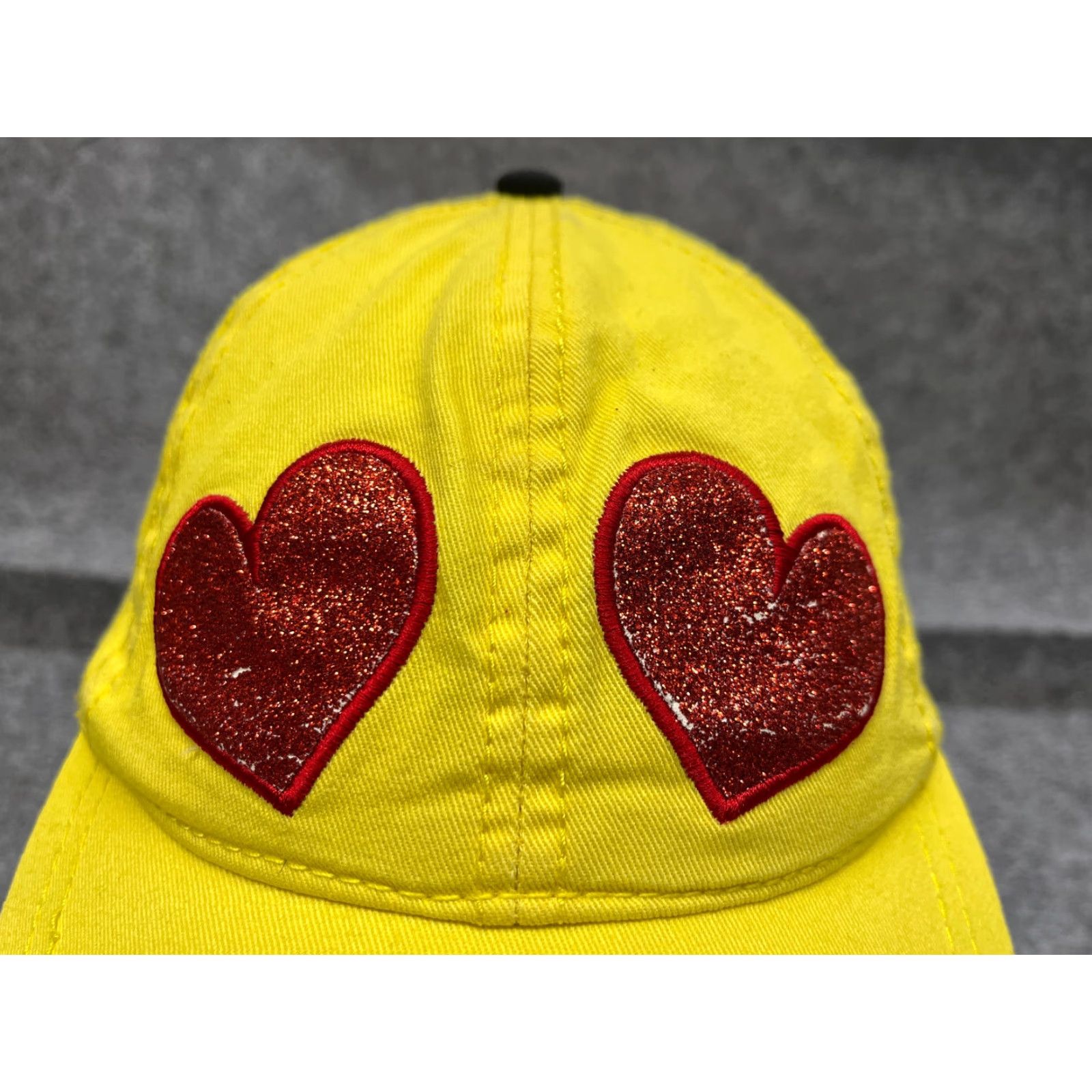 Vintage Heart Eyes Emoji Snapback Hat Cap Adult One Size Yellow Sparkly Glitter Cotton Baseball Cap Unisex Size ONE SIZE - 2 Thumbnail