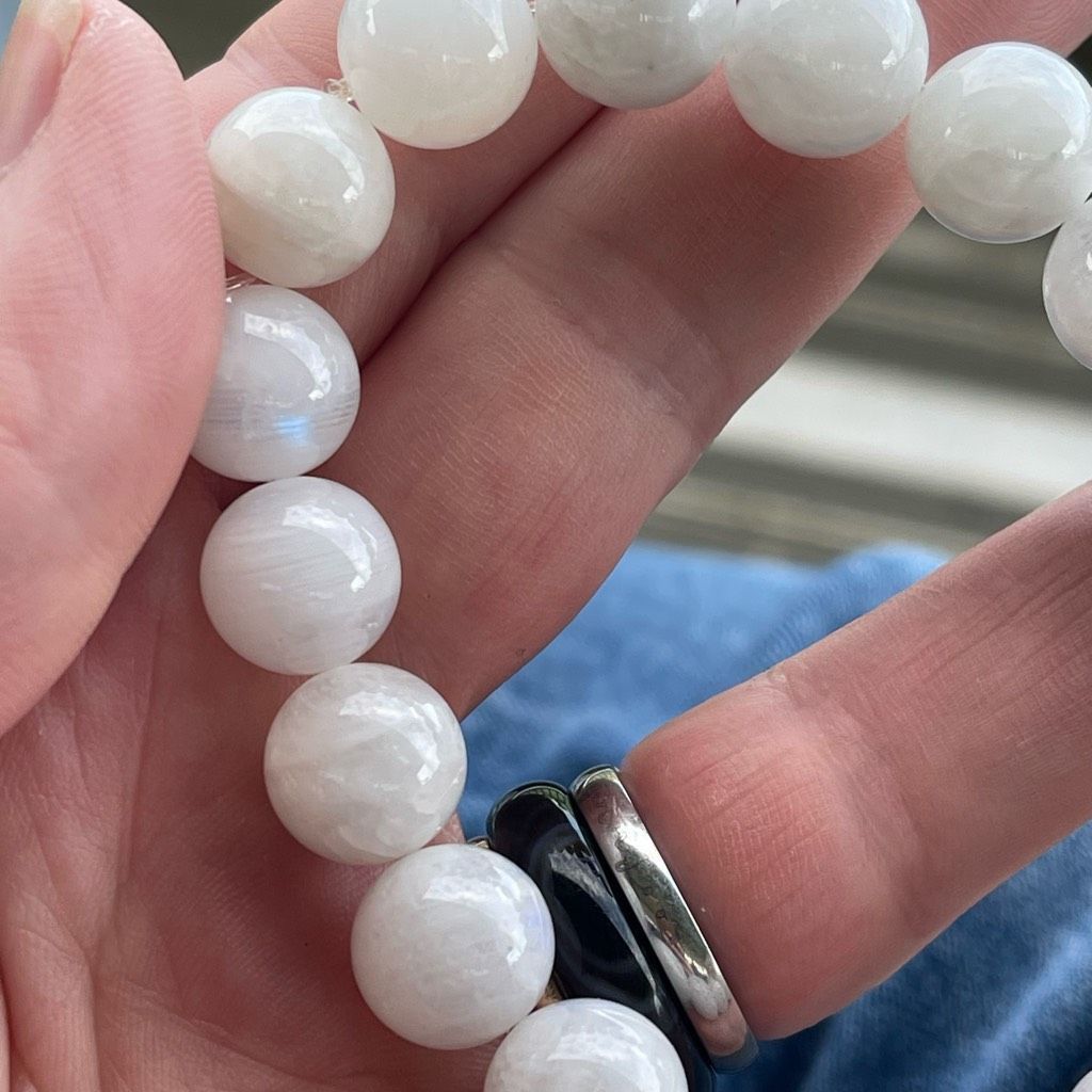 Other White Moonstone beaded bracelet 7” crystal healing beads 10m Size ONE SIZE - 10 Thumbnail