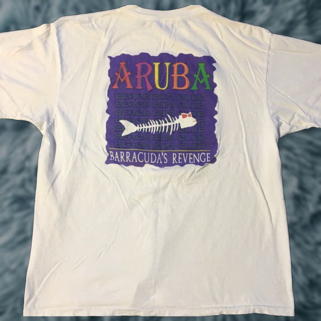 Vintage VINTAGE Aruba Beach Bum Club Faded Shirt 2XL White USA Surf Grunge Vaporwave 80s 90s Ocean Pacific Billabong Sti tch Graphic Tee Men Size US XXL / EU 58 / 5 - 1 Thumbnail