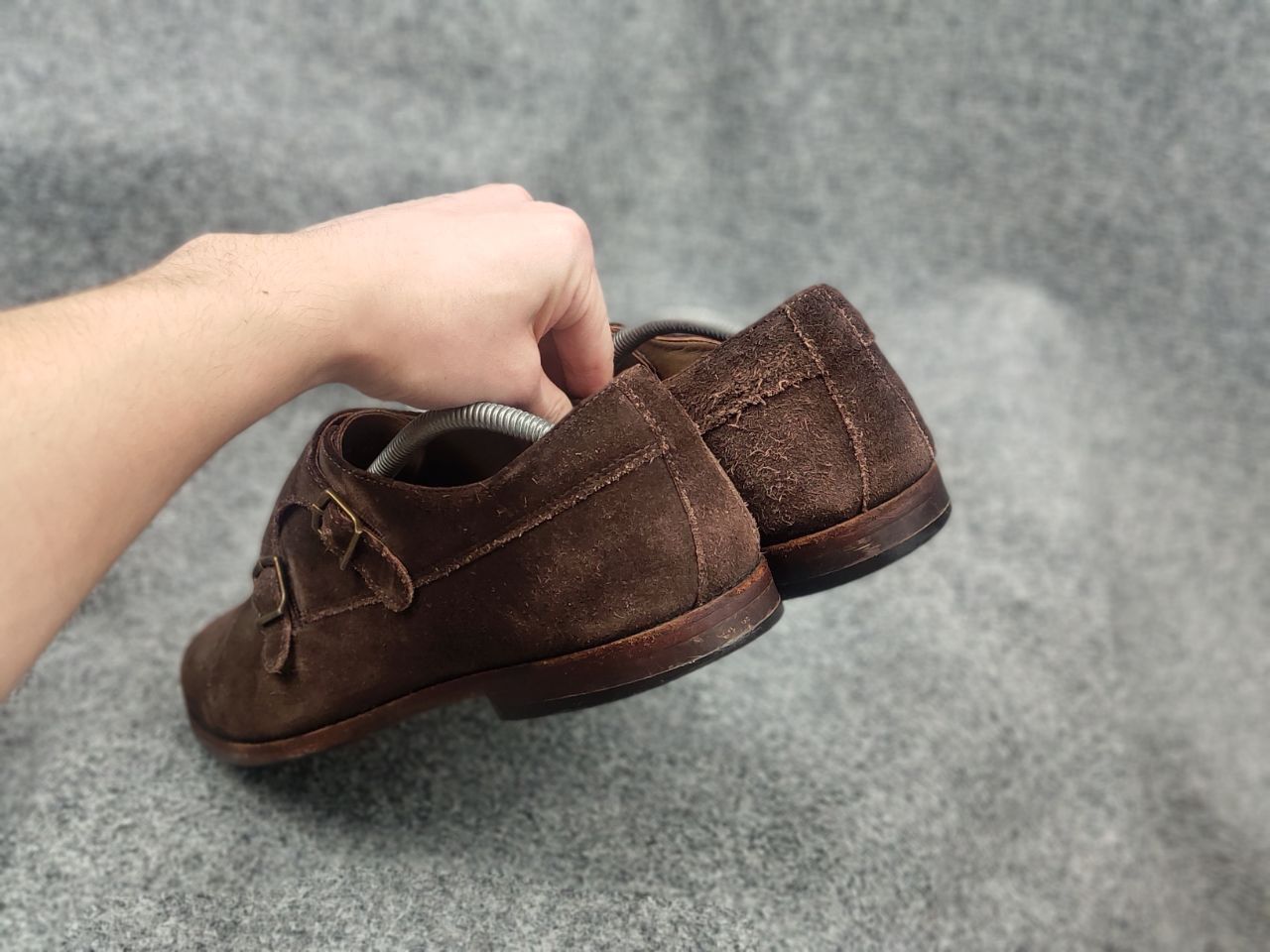 Vintage Gordon Bros Design Brown suede monk shoes with two straps Size US 12 / EU 45 - 16 Thumbnail