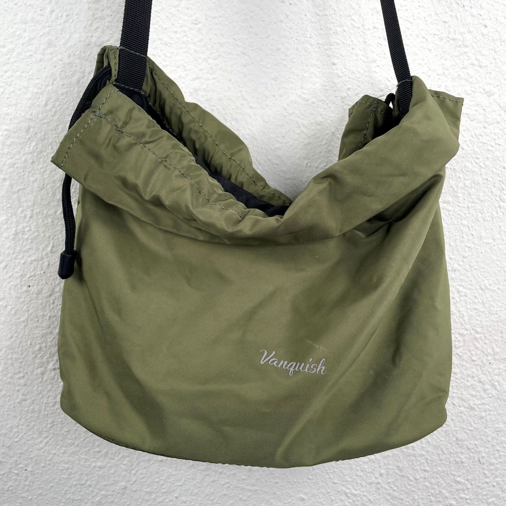 Vintage Vanquish Japan Drawstring Satchel Bag Green Nylon Satchel 9.5"W 8"H 4"D Mens Size ONE SIZE - 2 Thumbnail