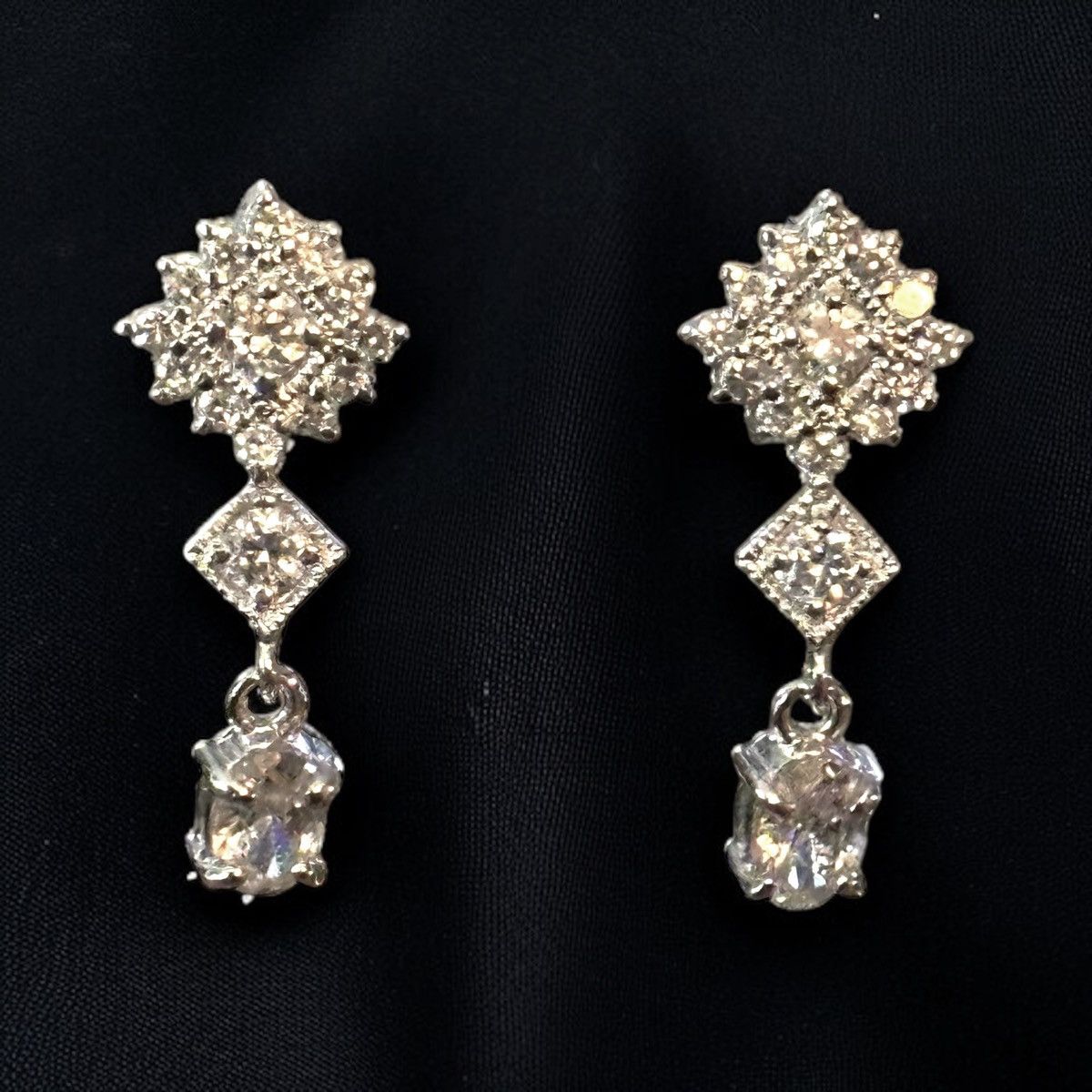 Other FAS signed silver tone CZ dangle post earrings Size ONE SIZE - 1 Thumbnail